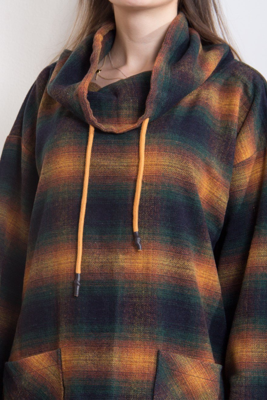 Ekose Tunik Elbise - Haki - Dominatrend