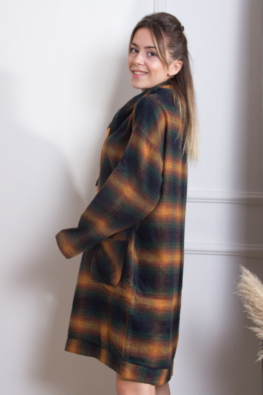 Ekose Tunik Elbise - Haki - Dominatrend