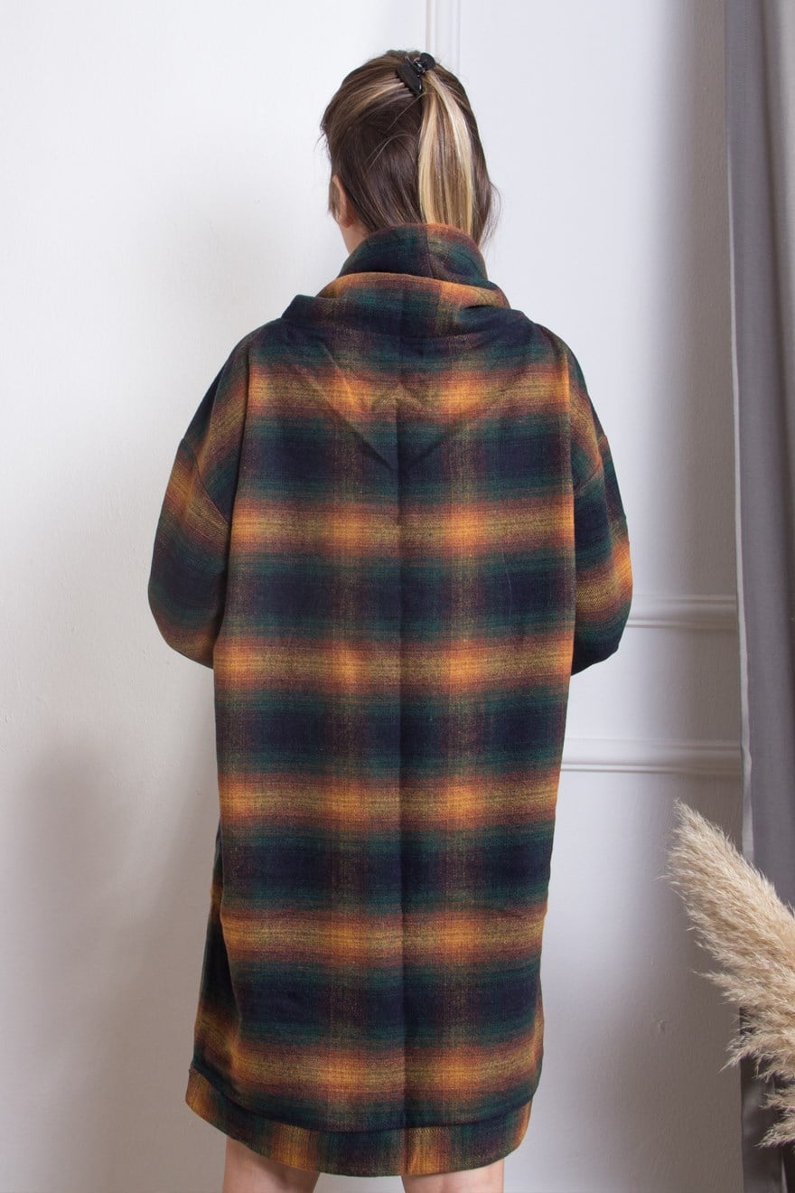 Ekose Tunik Elbise - Haki - Dominatrend