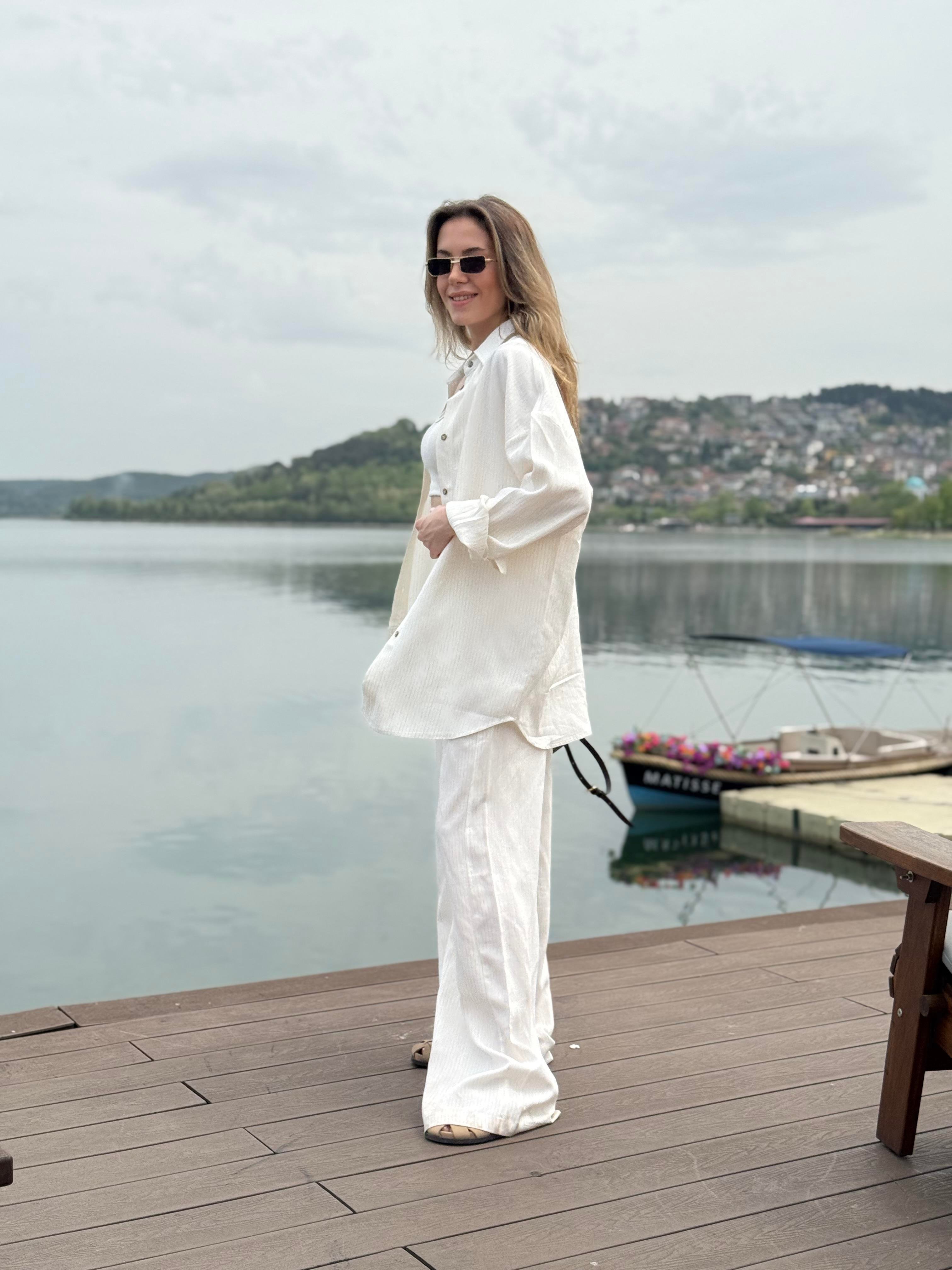 Ekru Çizgili Takım  - Dominatrend