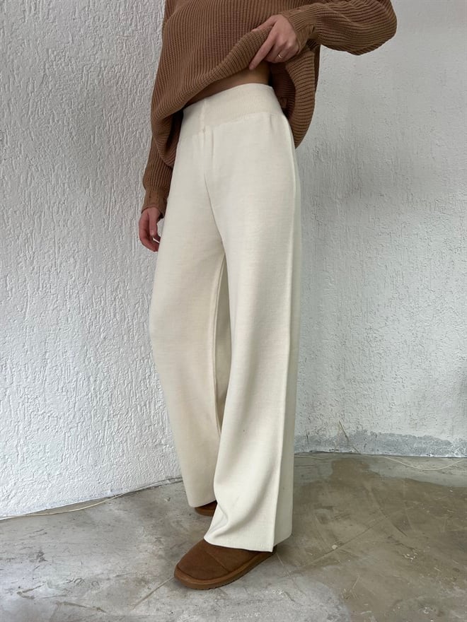 Ekru Triko Pantolon - Dominatrend
