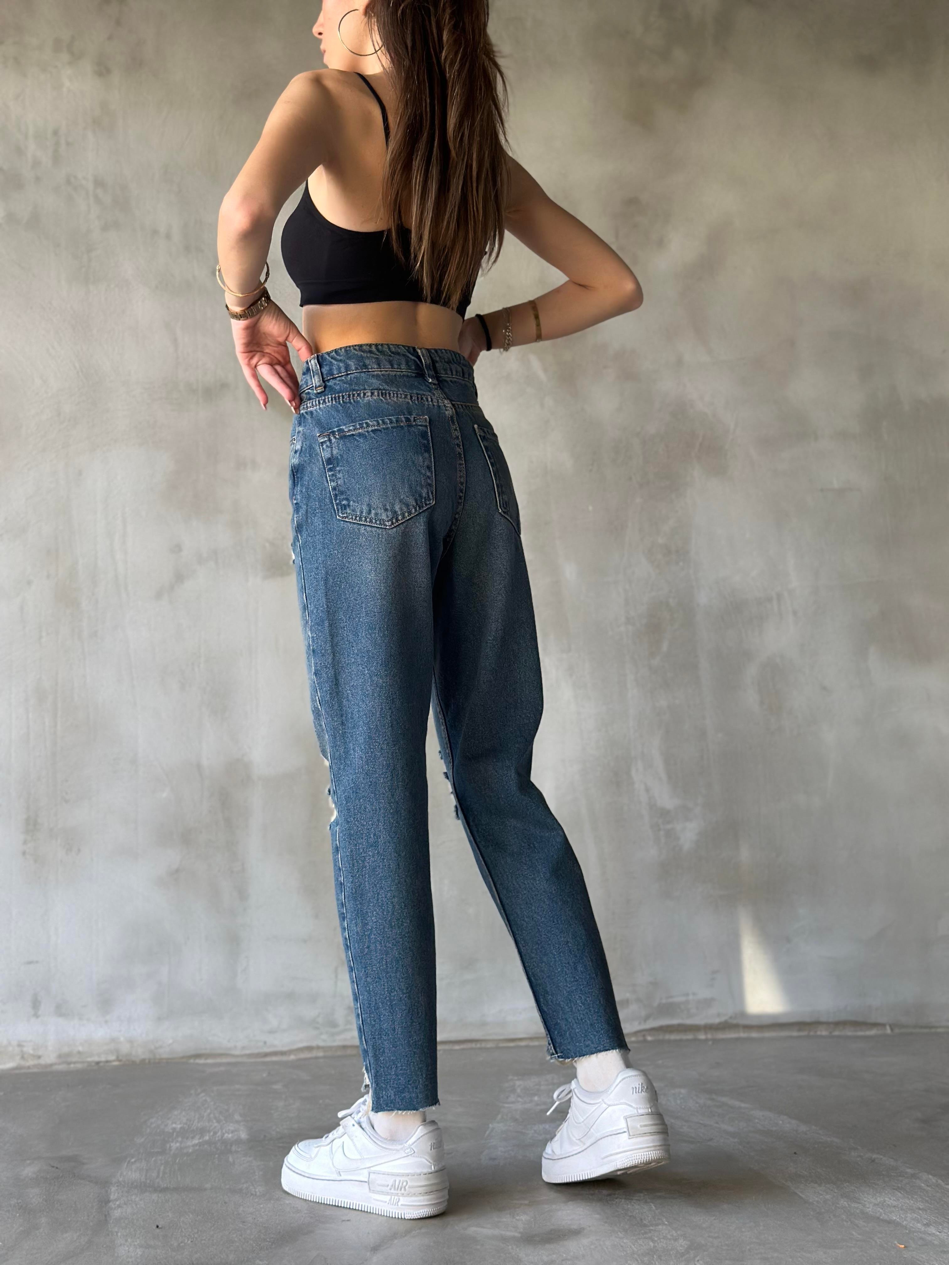 Eskitmeli Lazer Kesim Mom Jean  - Dominatrend