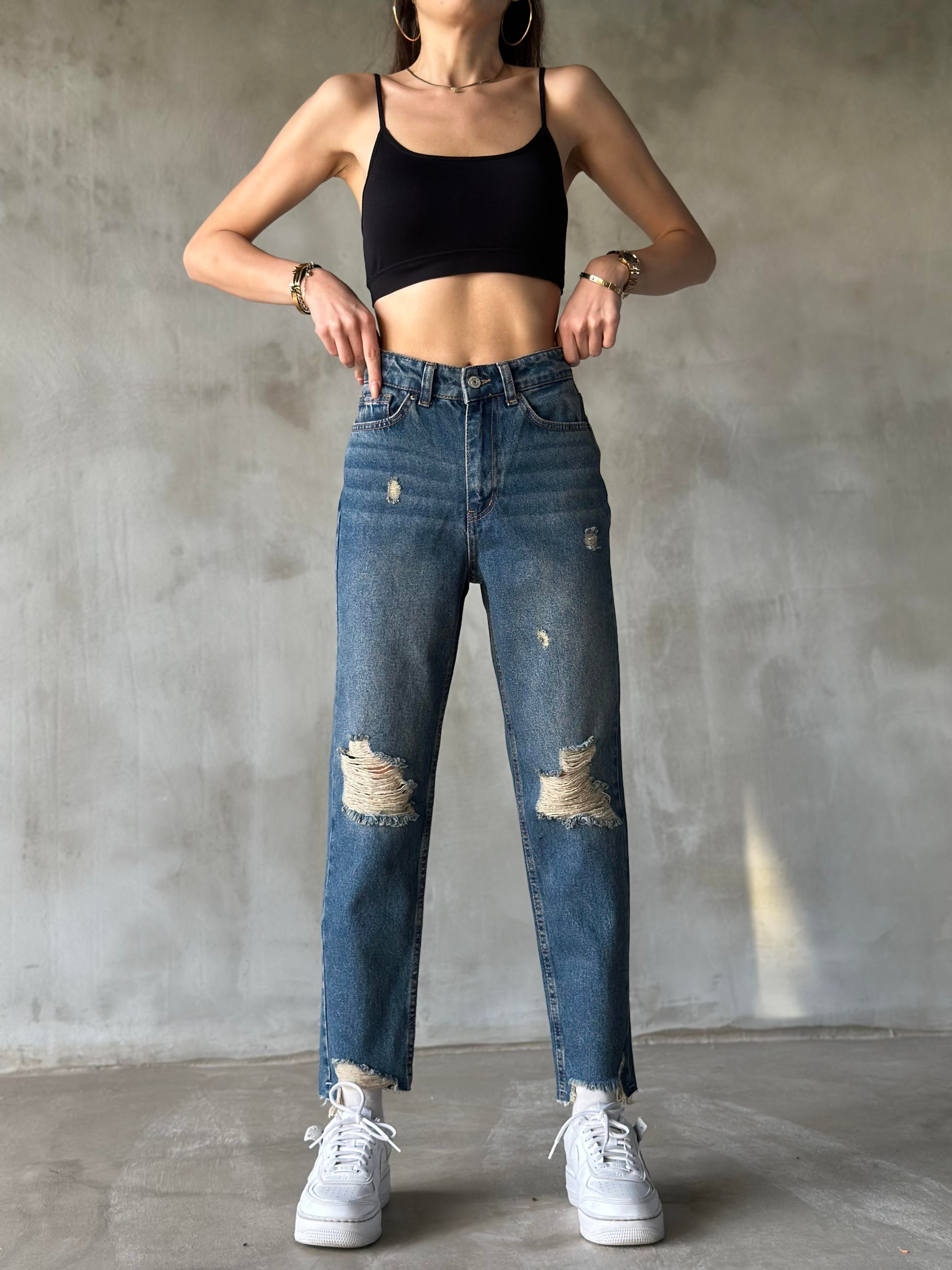 Eskitmeli Lazer Kesim Mom Jean  - Dominatrend