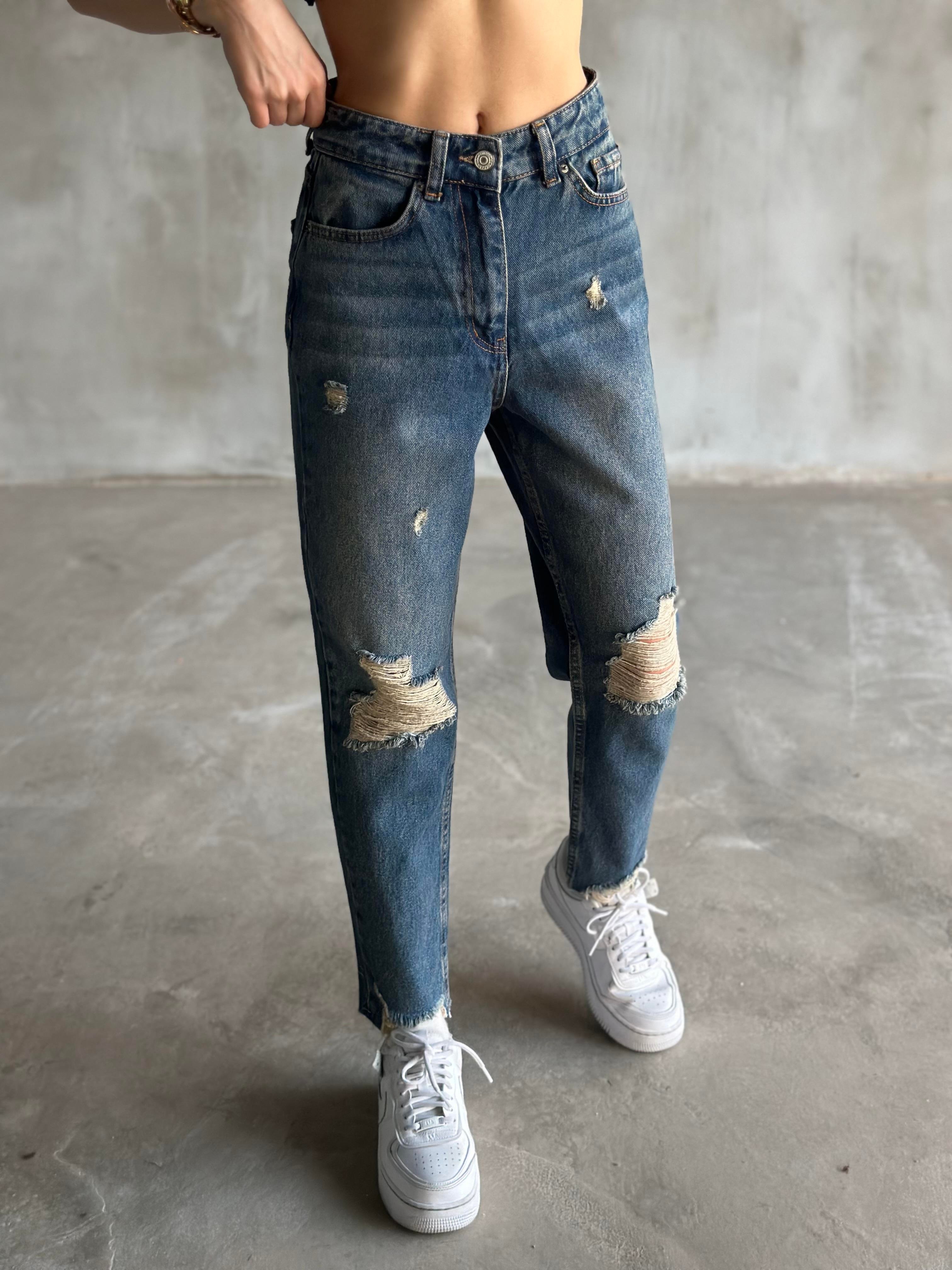 Eskitmeli Lazer Kesim Mom Jean  - Dominatrend