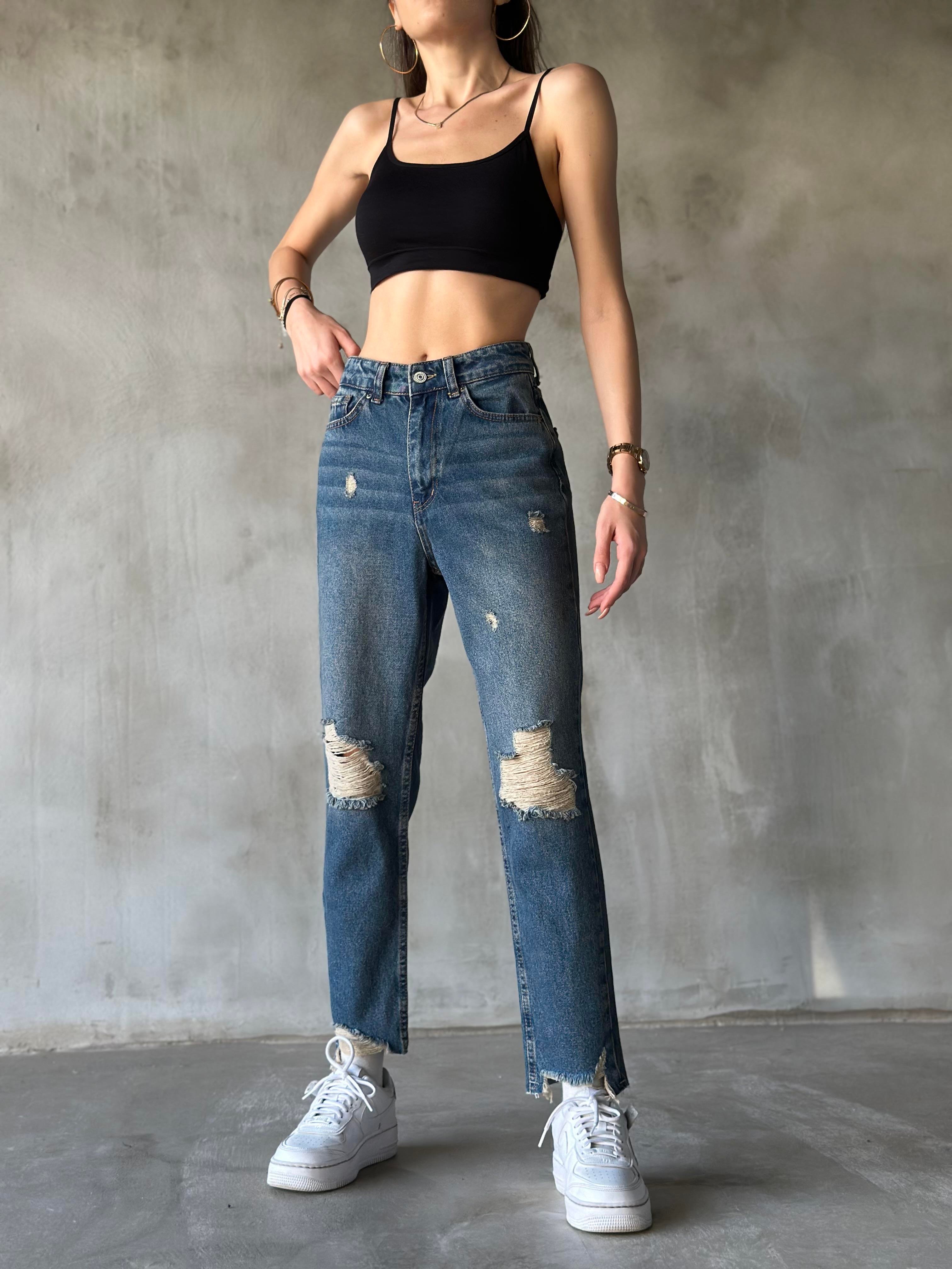 Eskitmeli Lazer Kesim Mom Jean  - Dominatrend