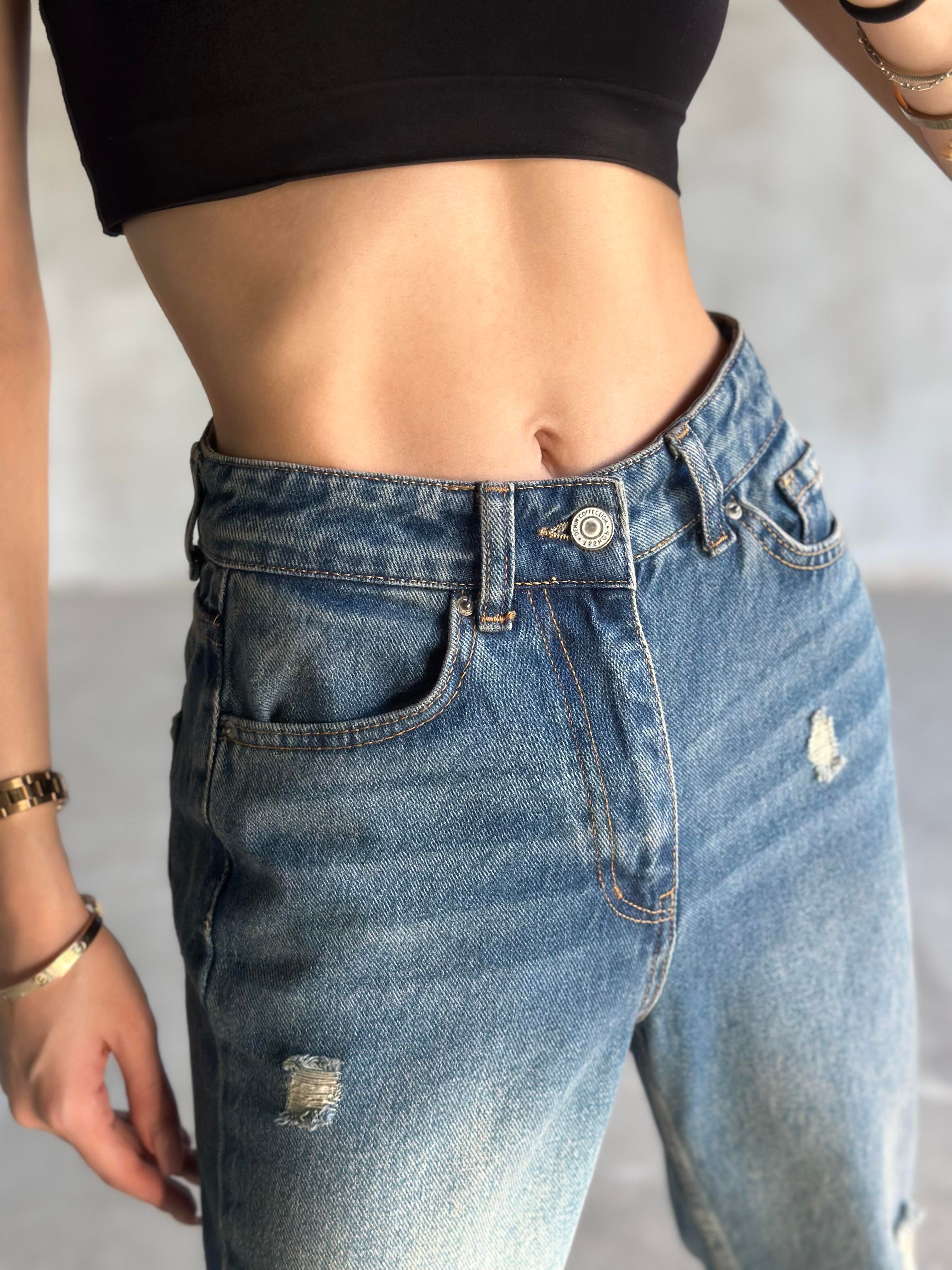 Eskitmeli Lazer Kesim Mom Jean  - Dominatrend
