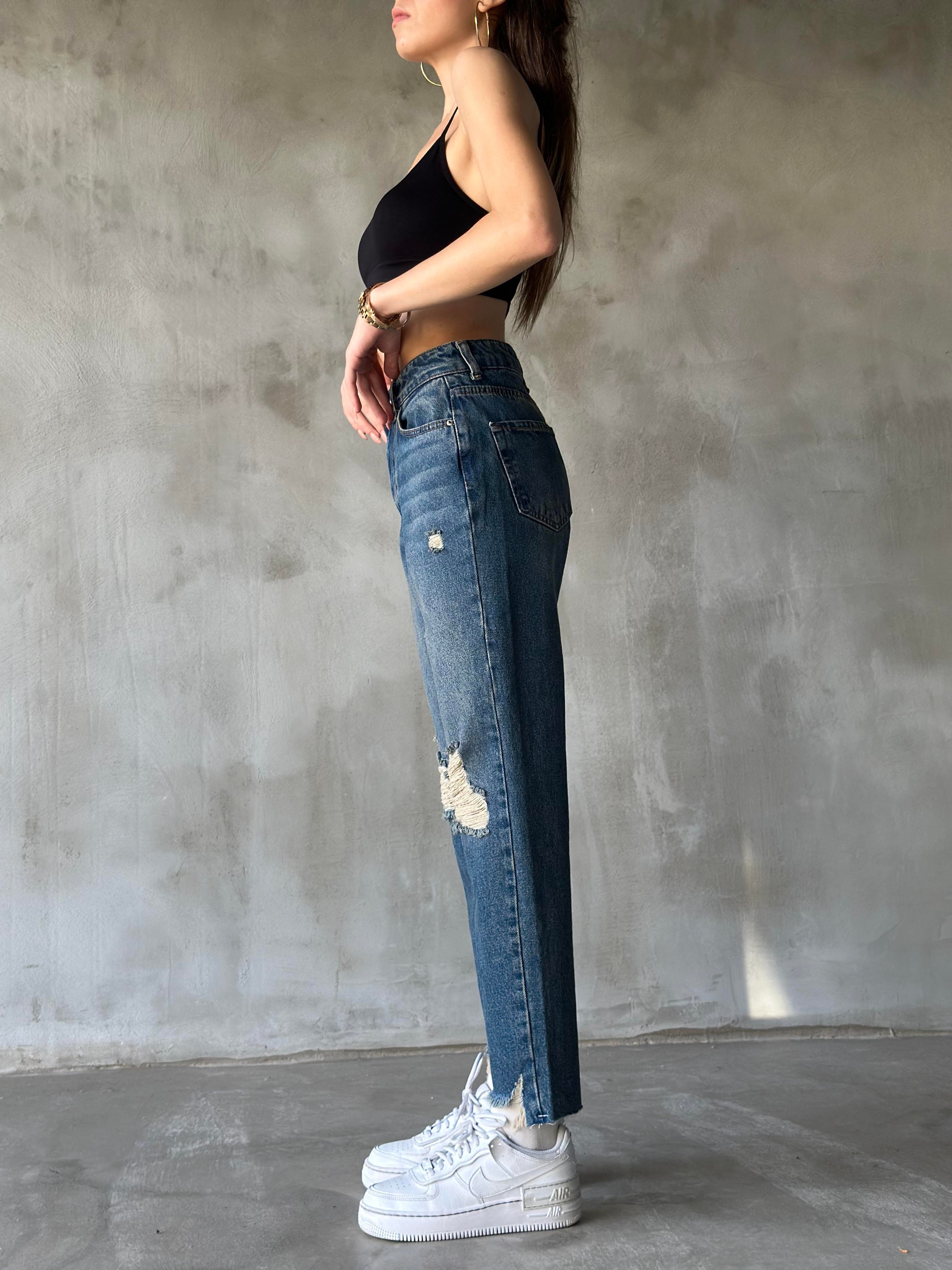 Eskitmeli Lazer Kesim Mom Jean  - Dominatrend