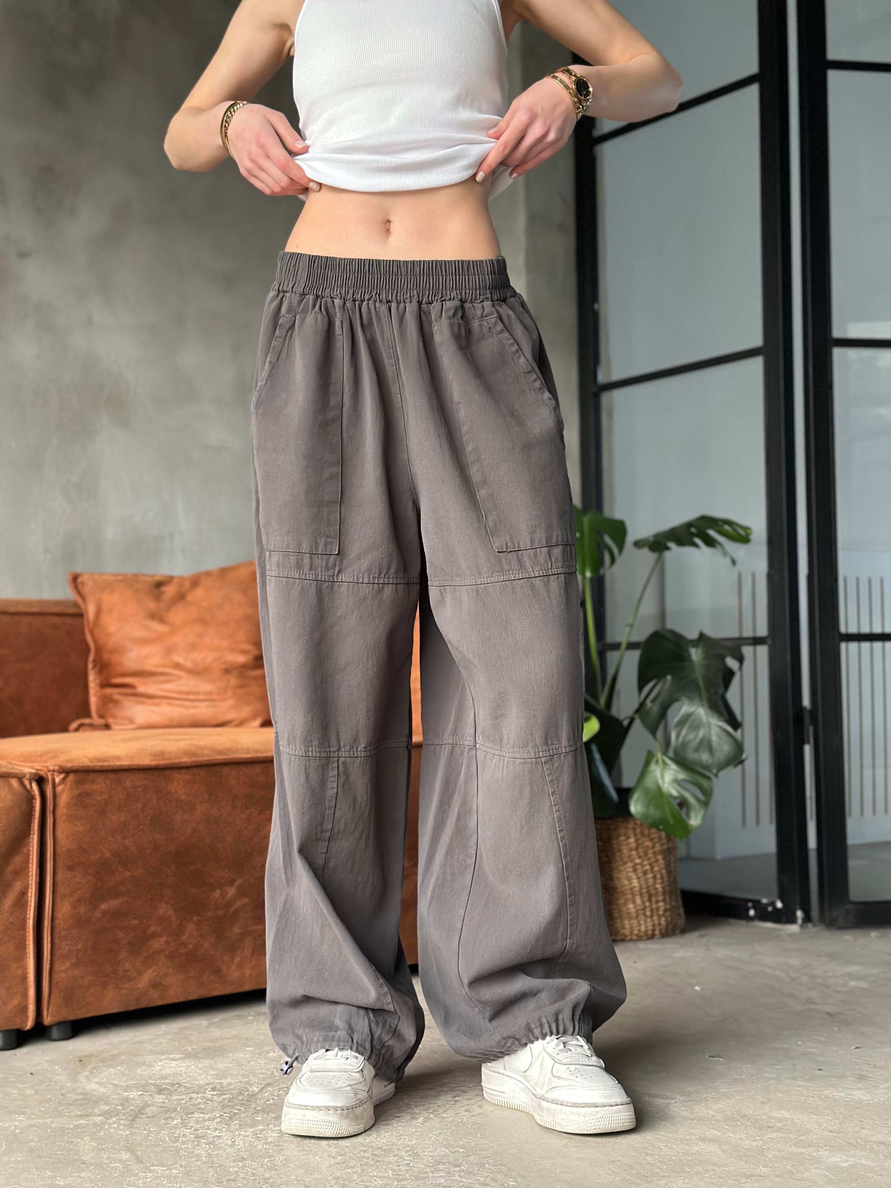 Gabardin Ayarlanabilir Paça Pantolon - Füme - Dominatrend