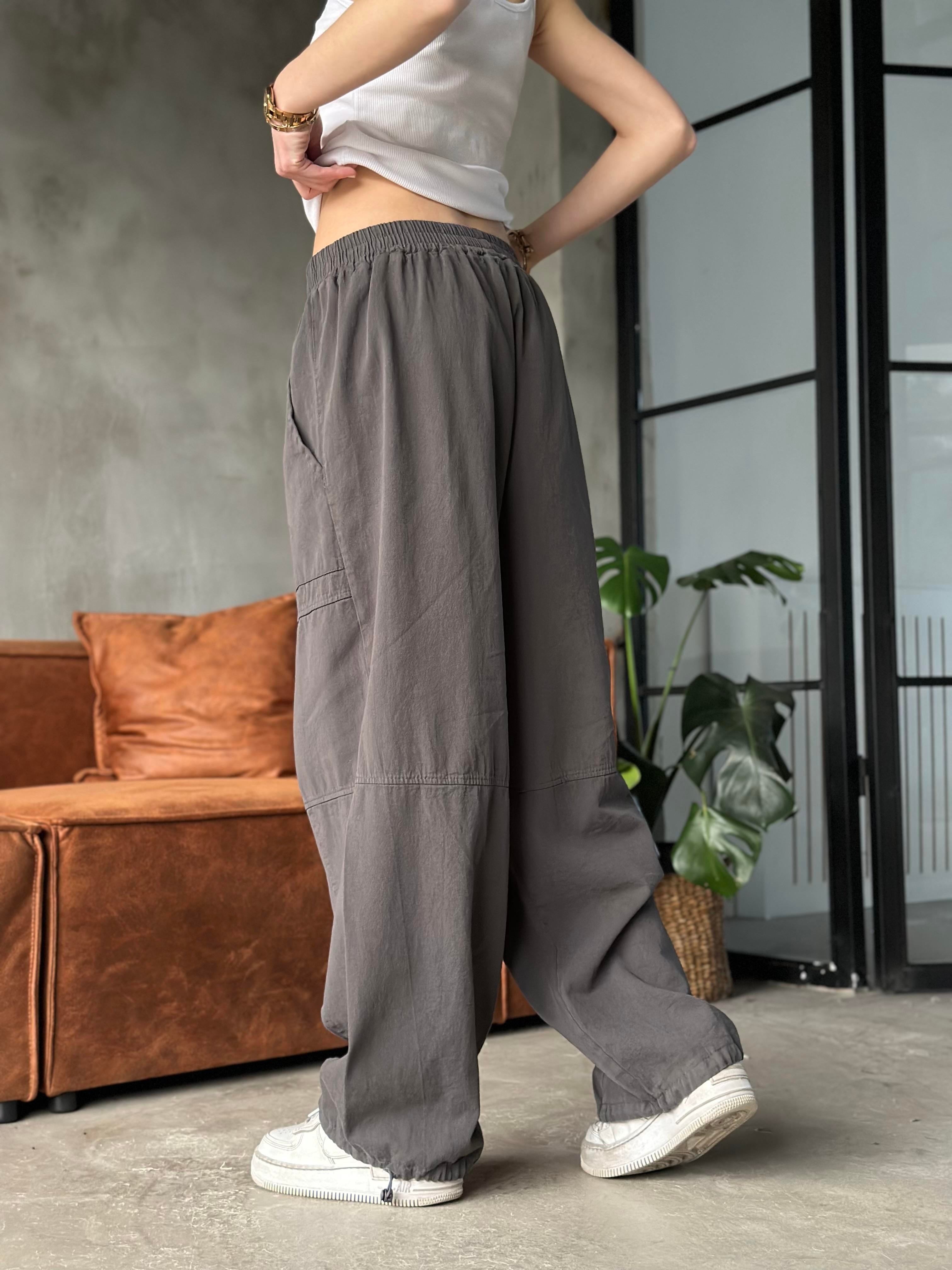 Gabardin Ayarlanabilir Paça Pantolon - Füme - Dominatrend