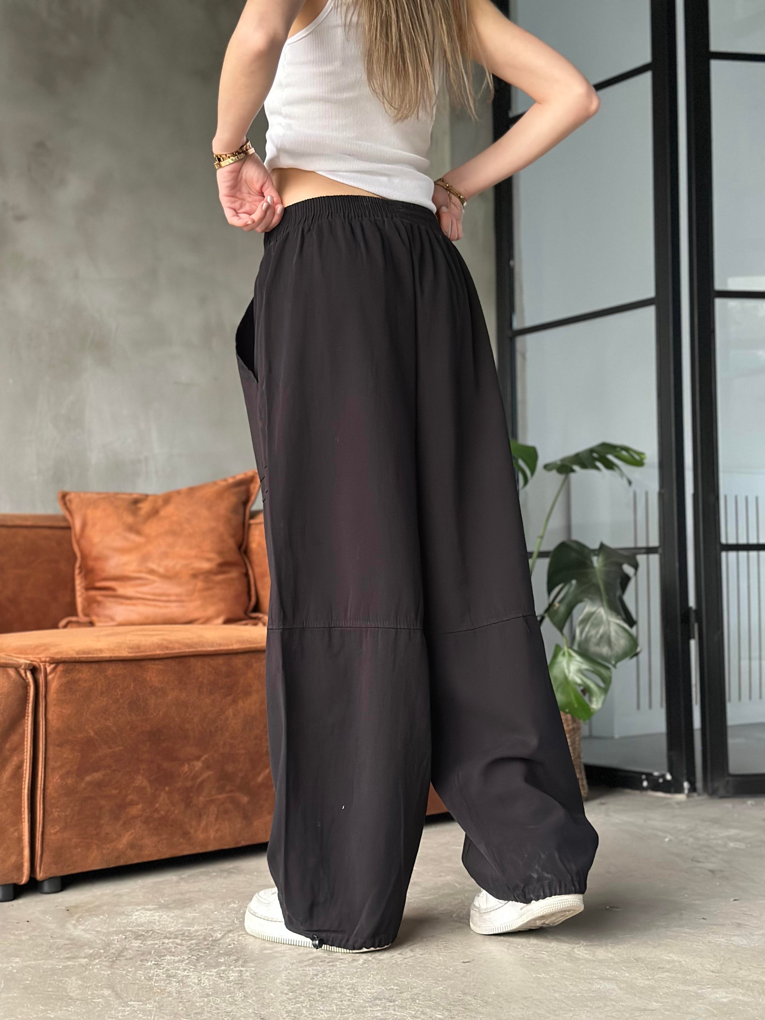Gabardin Ayarlanabilir Paça Pantolon - Siyah - Dominatrend
