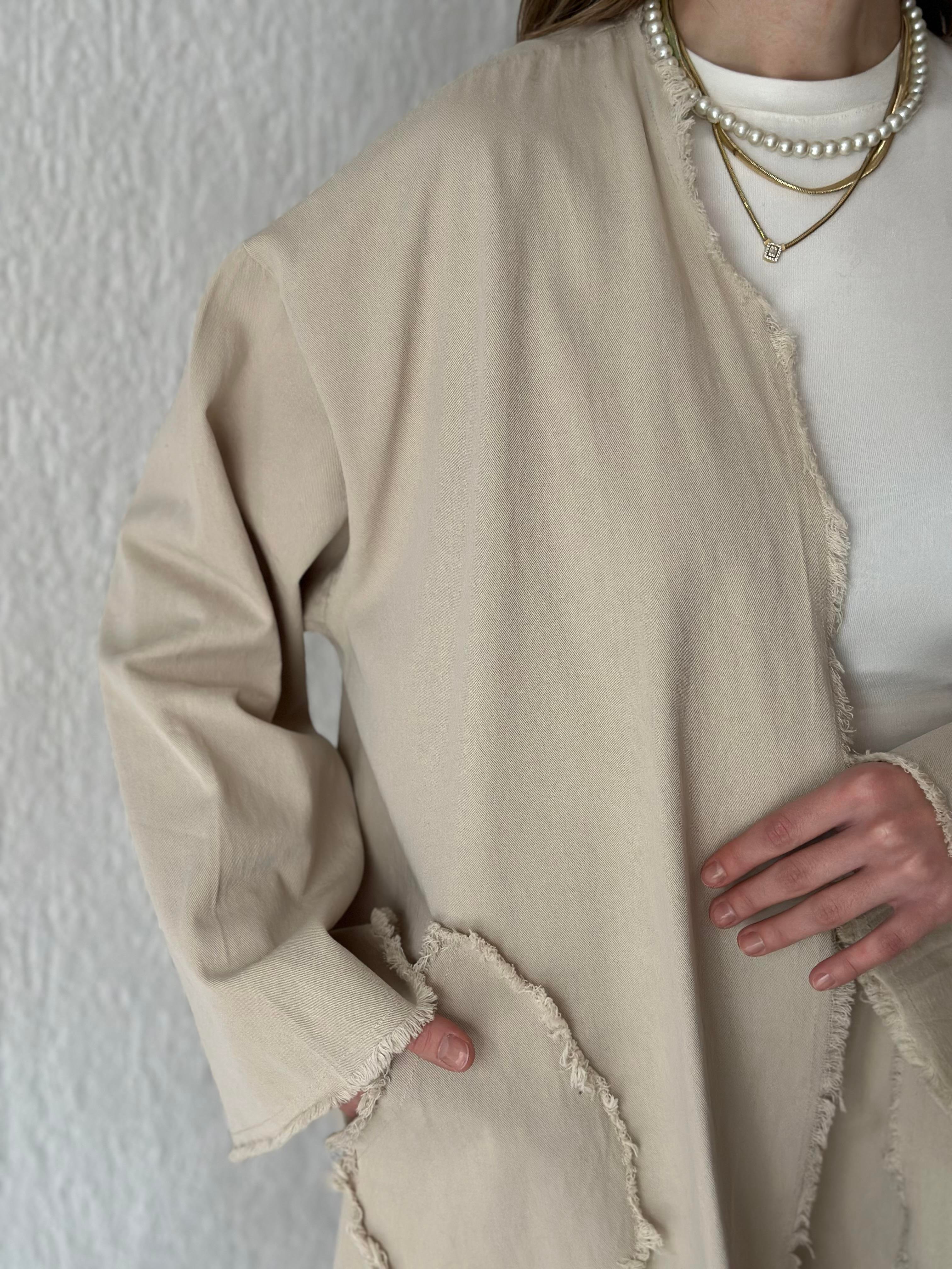 Gabardin Kimono Pantolon İkili Takım - Bej - Dominatrend
