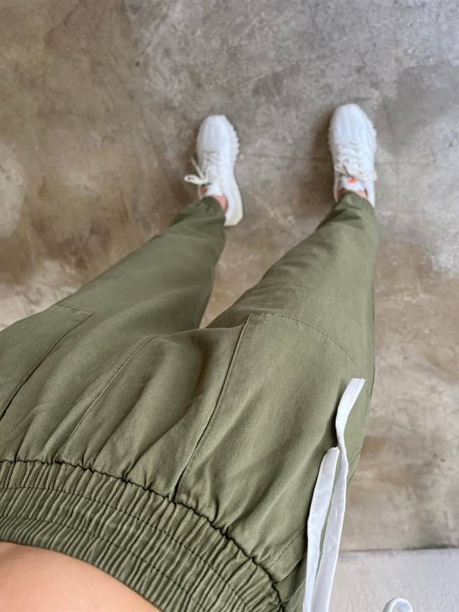 Gabardin Paça Lastikli Pantolon - Haki - Dominatrend