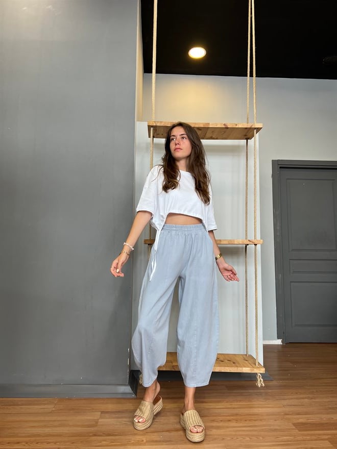Gabardin Şalvar Pantolon - Açık Gri - Dominatrend