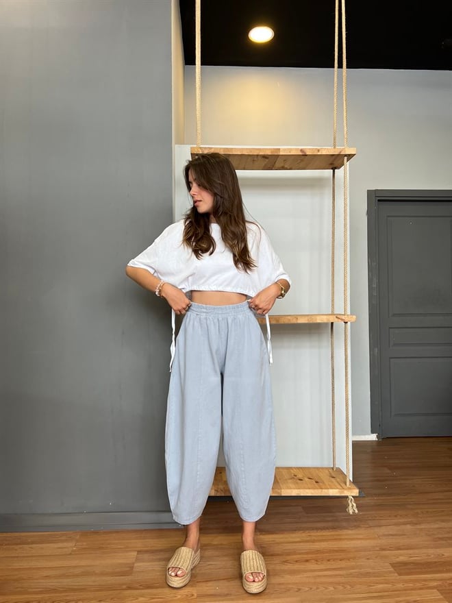 Gabardin Şalvar Pantolon - Açık Gri - Dominatrend