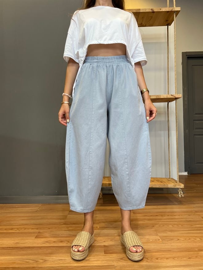 Gabardin Şalvar Pantolon - Açık Gri - Dominatrend