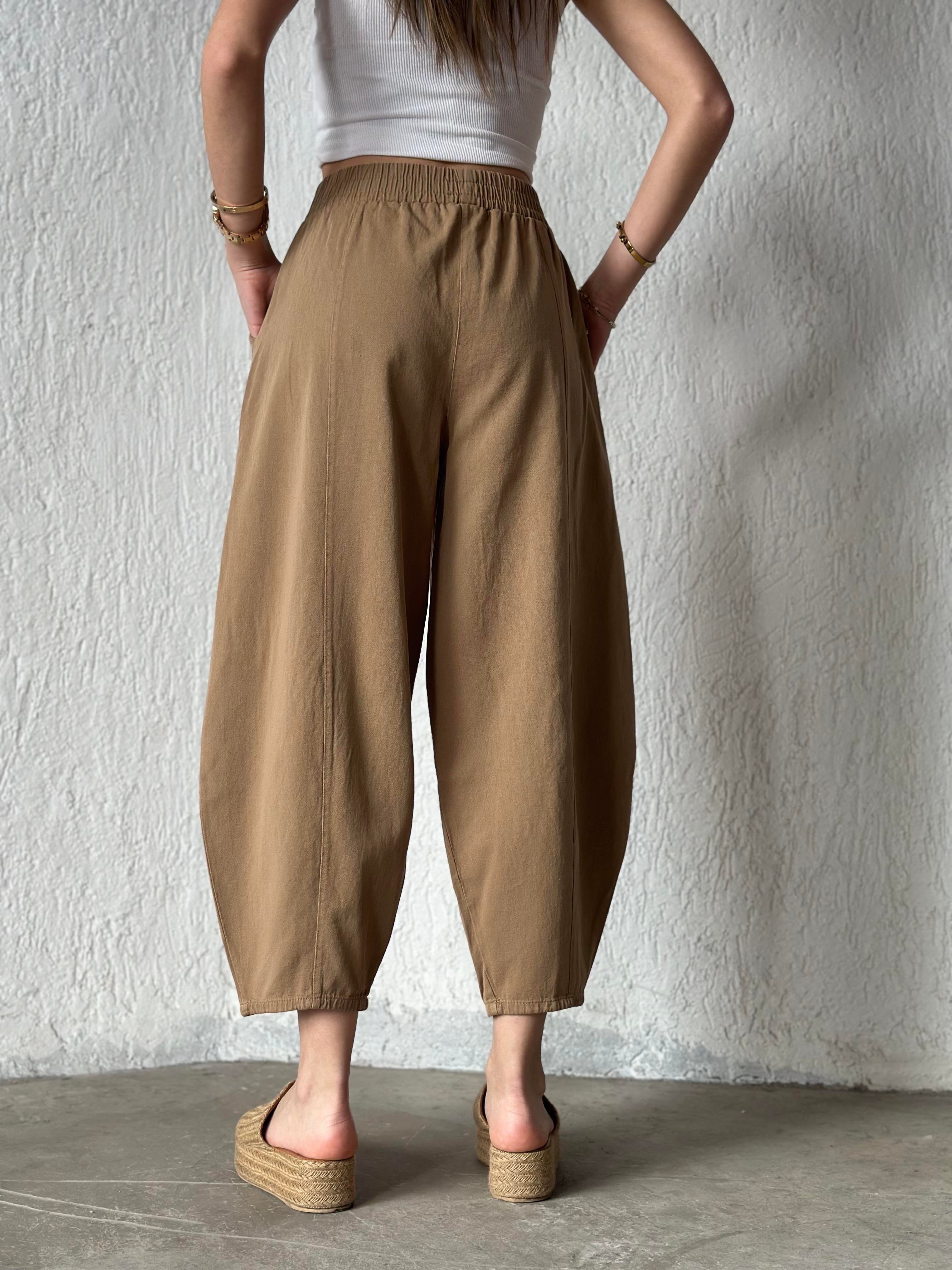 Gabardin Şalvar Pantolon - Camel - Dominatrend