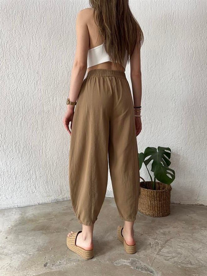 Gabardin Şalvar Pantolon - Camel - Dominatrend