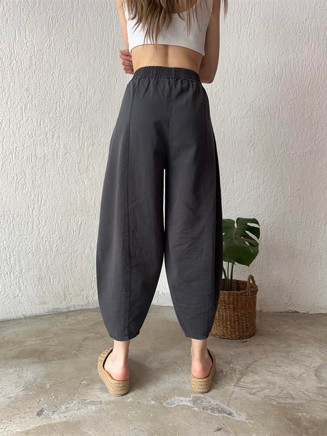 Gabardin Şalvar Pantolon - Gri - Dominatrend