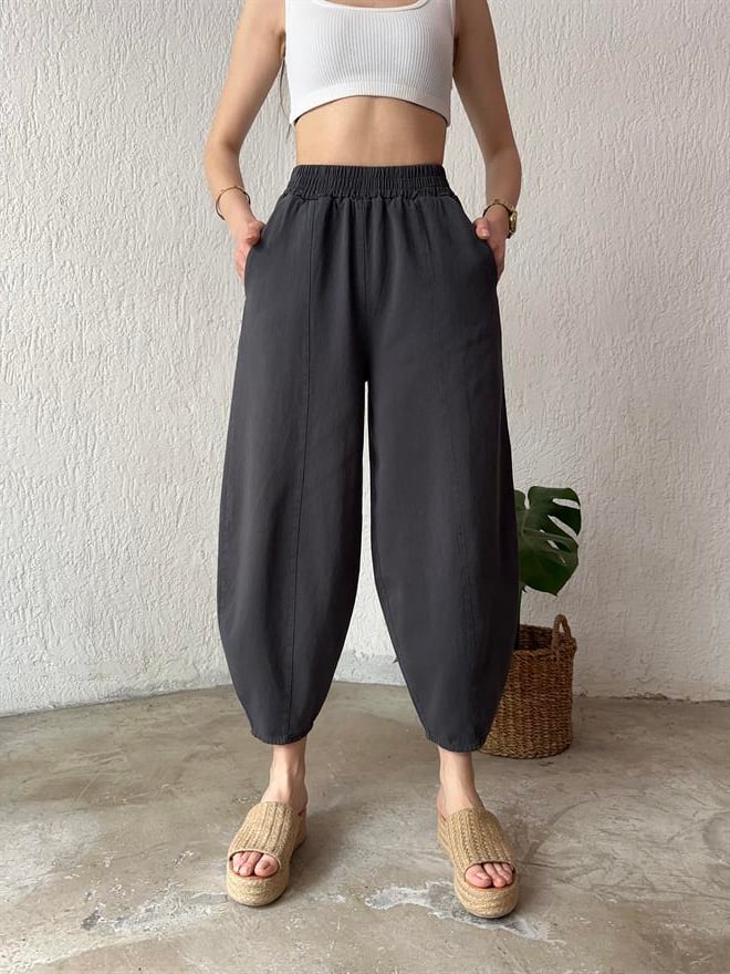 Gabardin Şalvar Pantolon - Gri - Dominatrend