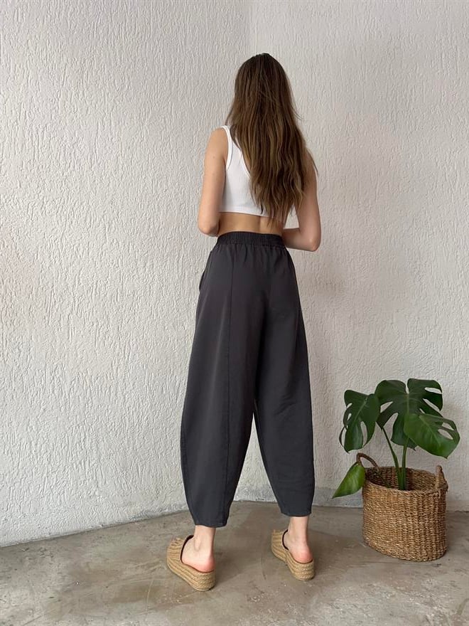 Gabardin Şalvar Pantolon - Gri - Dominatrend