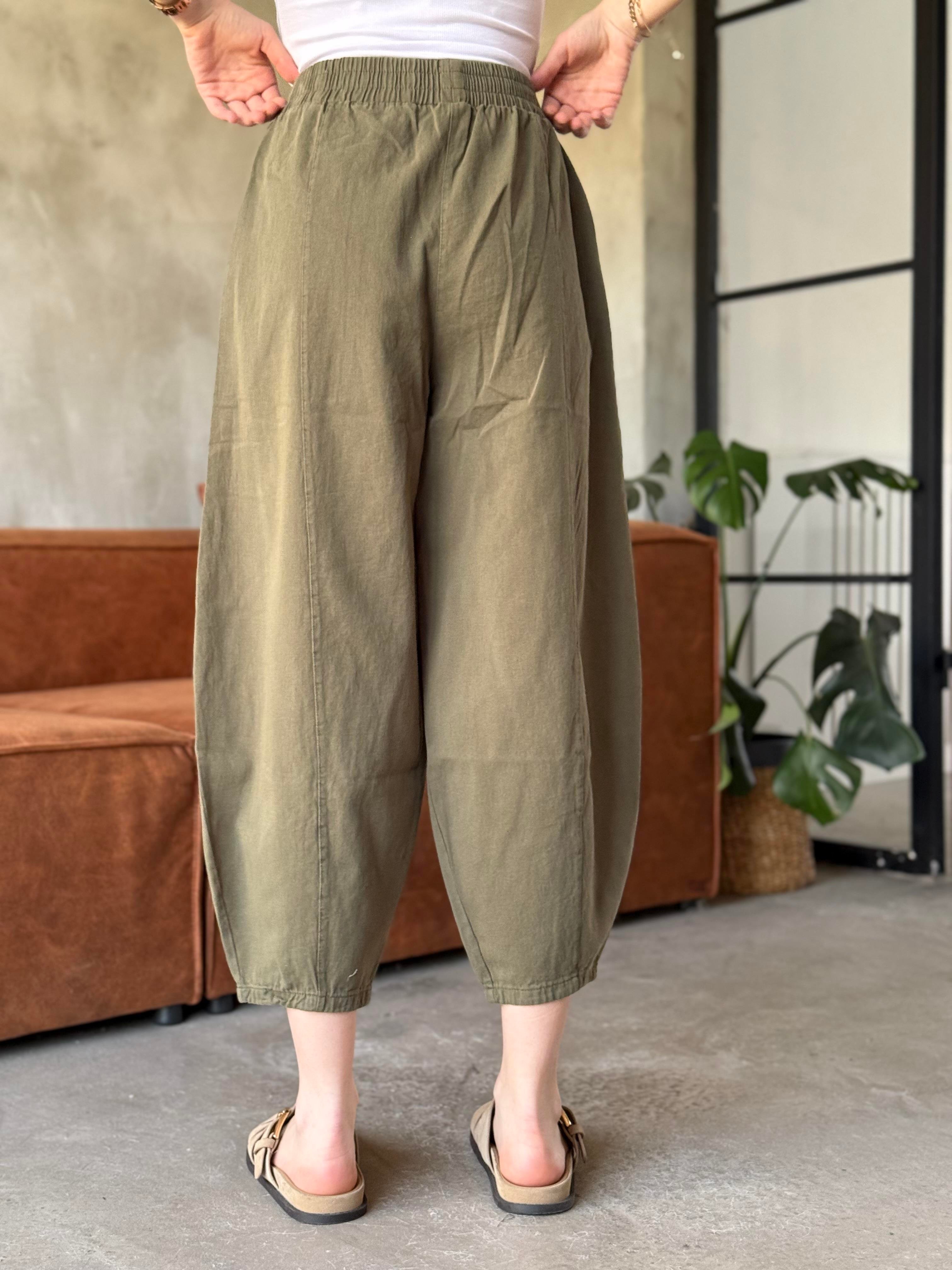Gabardin Şalvar Pantolon - Haki - Dominatrend