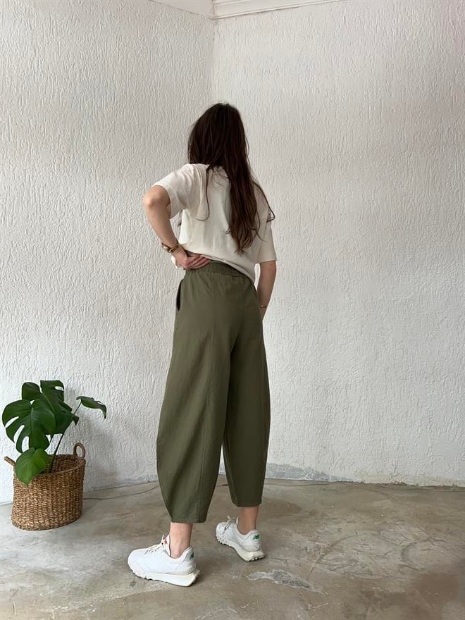 Gabardin Şalvar Pantolon - Haki - Dominatrend