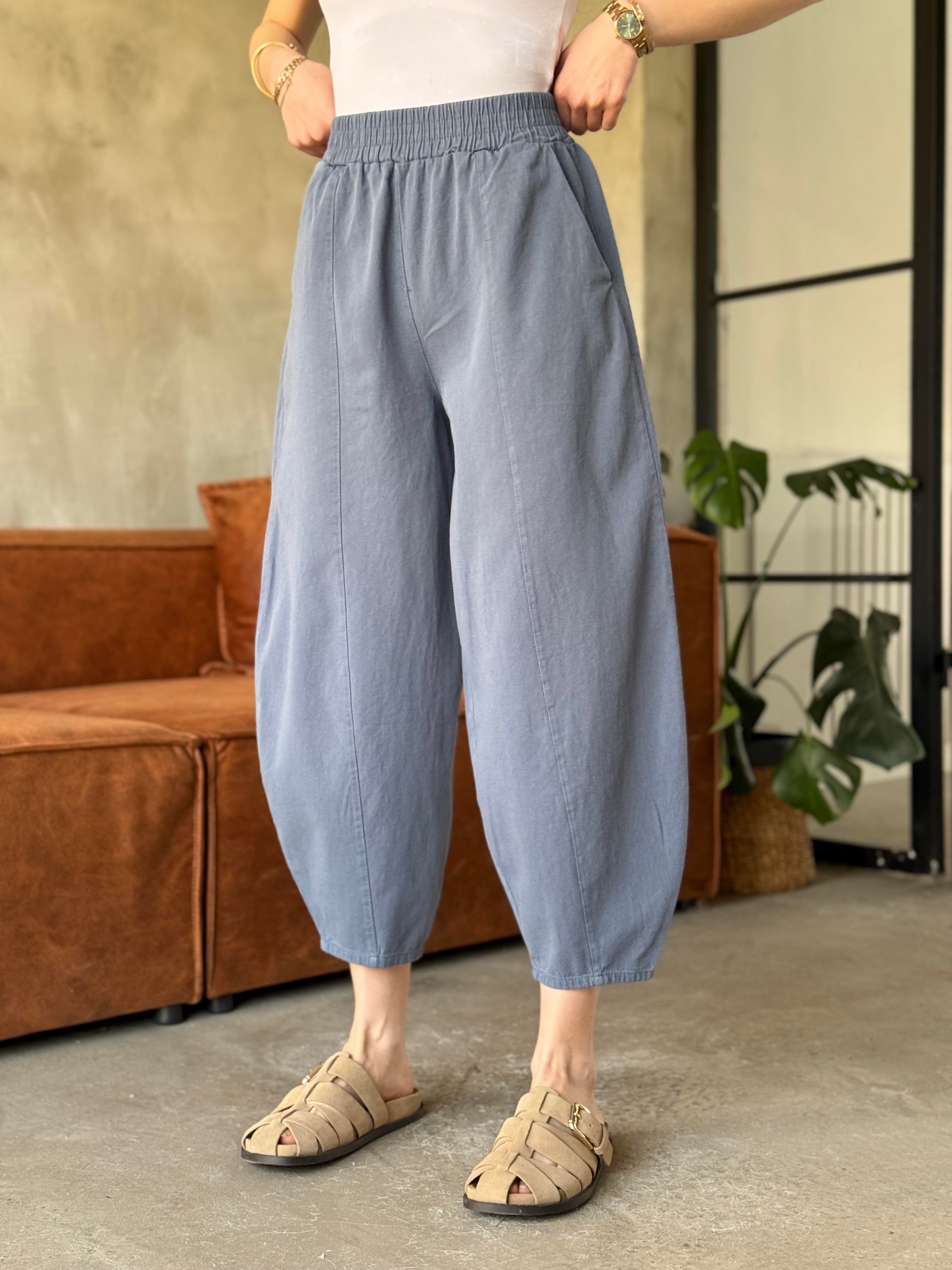Gabardin Şalvar Pantolon - İndigo - Dominatrend