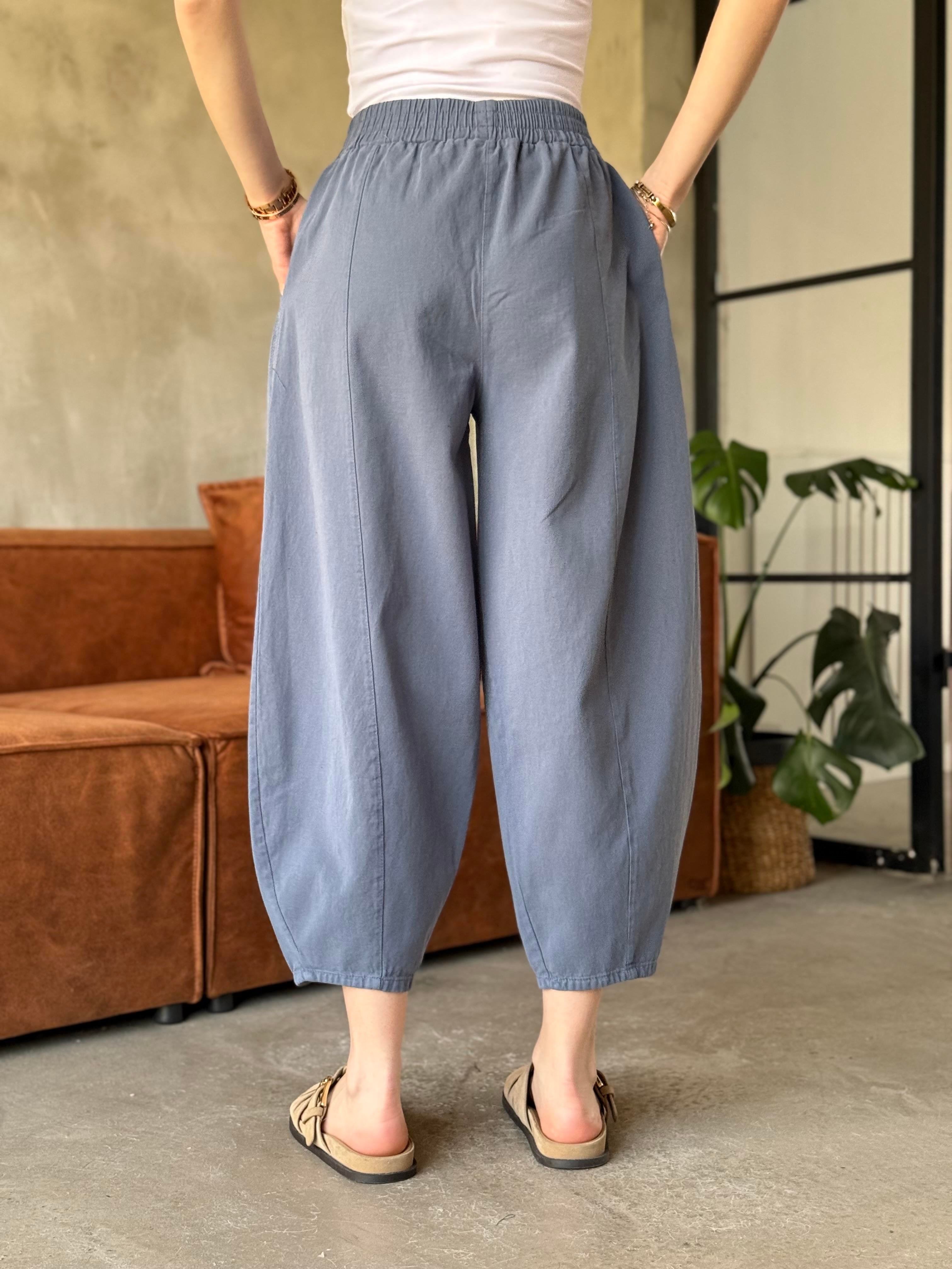 Gabardin Şalvar Pantolon - İndigo - Dominatrend