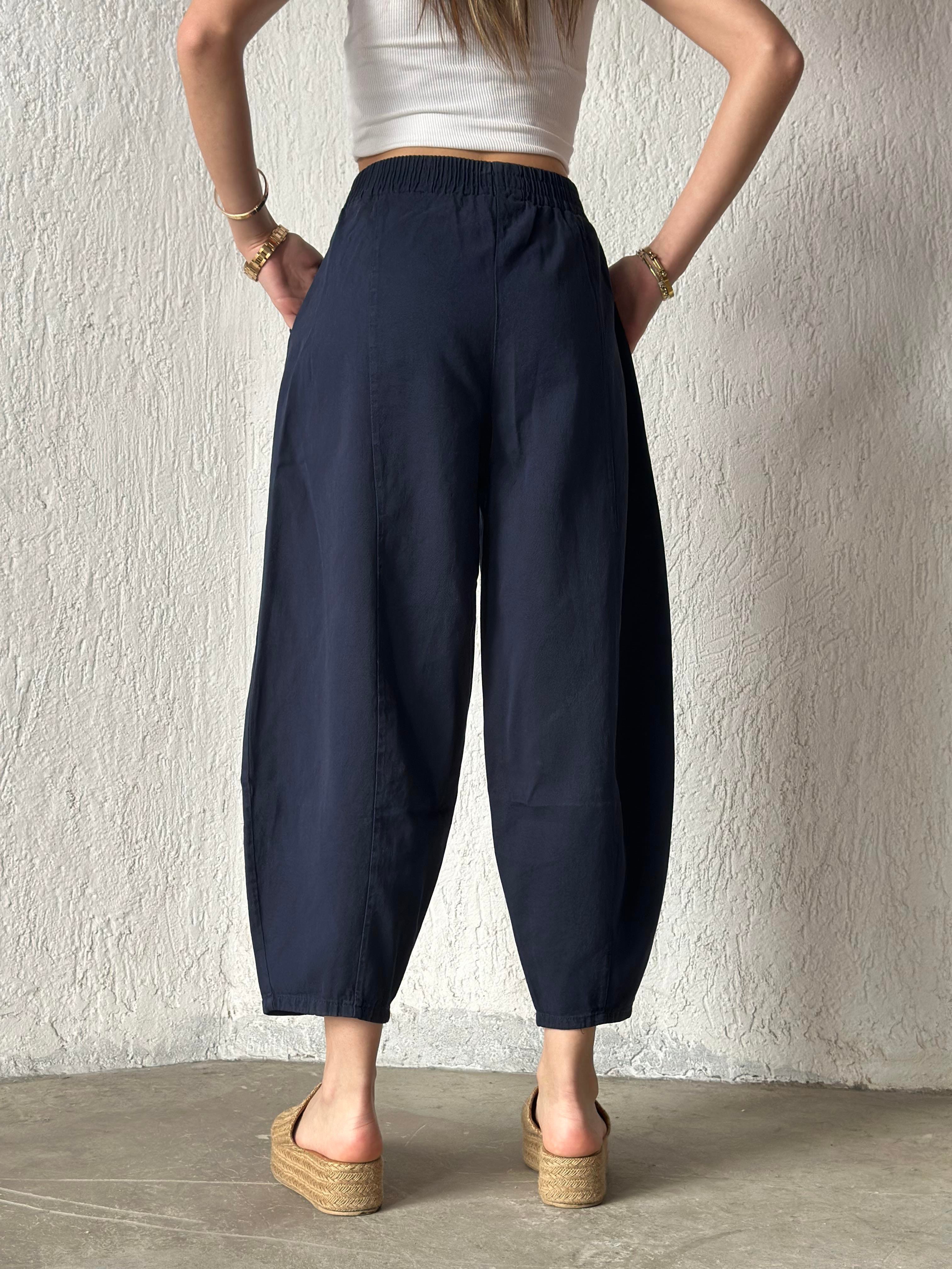 Gabardin Şalvar Pantolon - Lacivert - Dominatrend