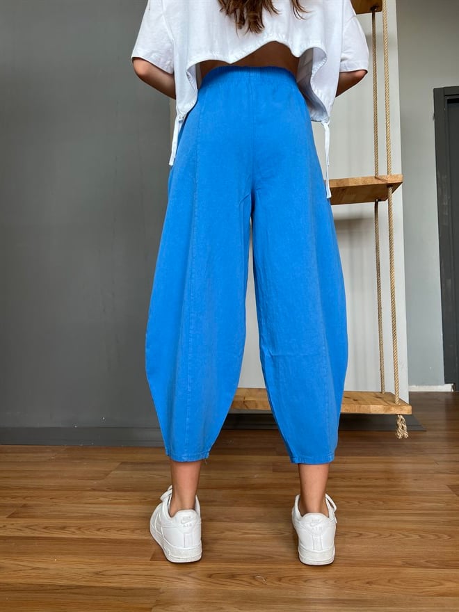 Gabardin Şalvar Pantolon - Mavi - Dominatrend