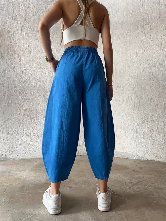 Gabardin Şalvar Pantolon - Mavi - Dominatrend