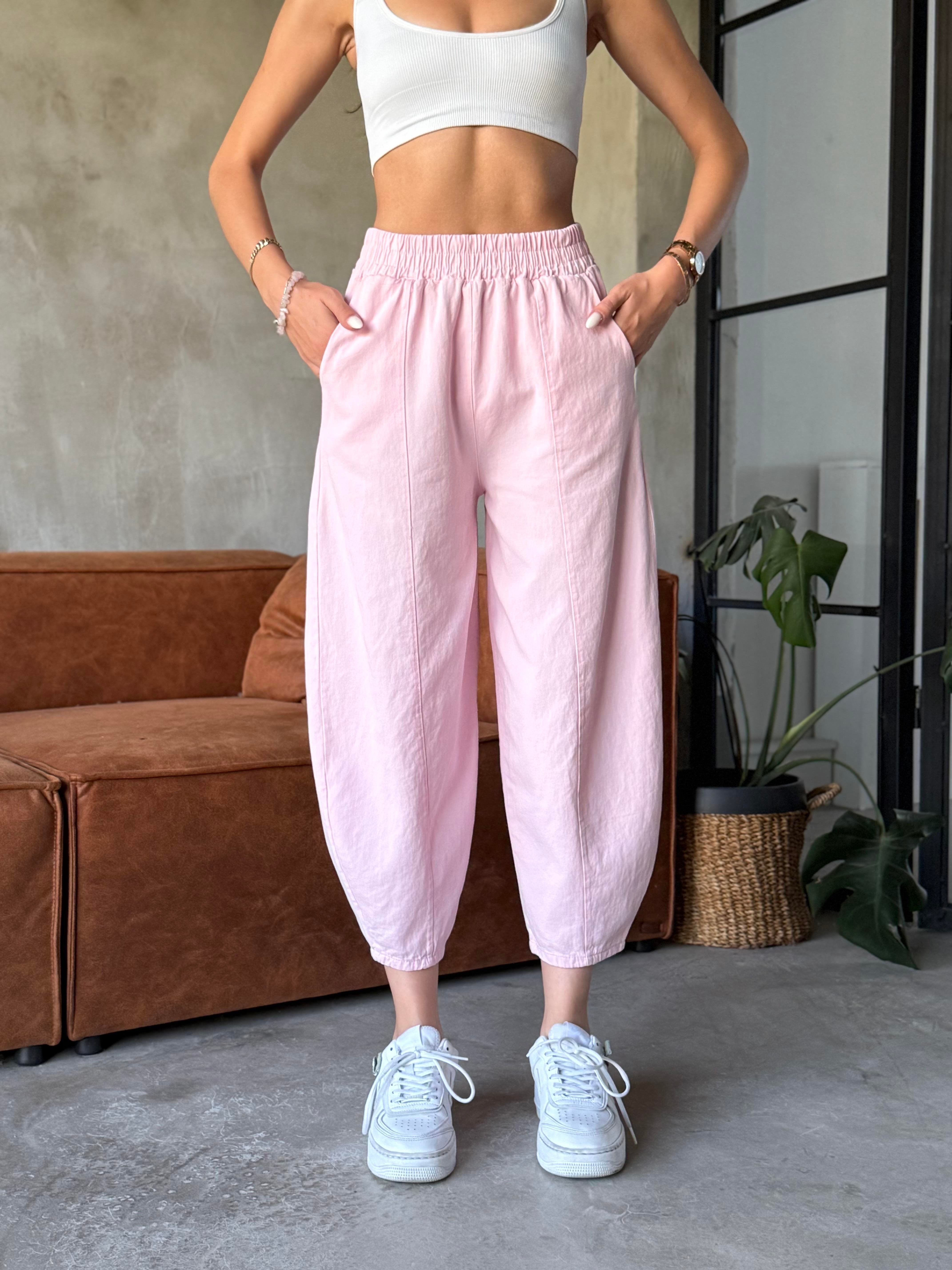 Gabardin Şalvar Pantolon - pembe - Dominatrend