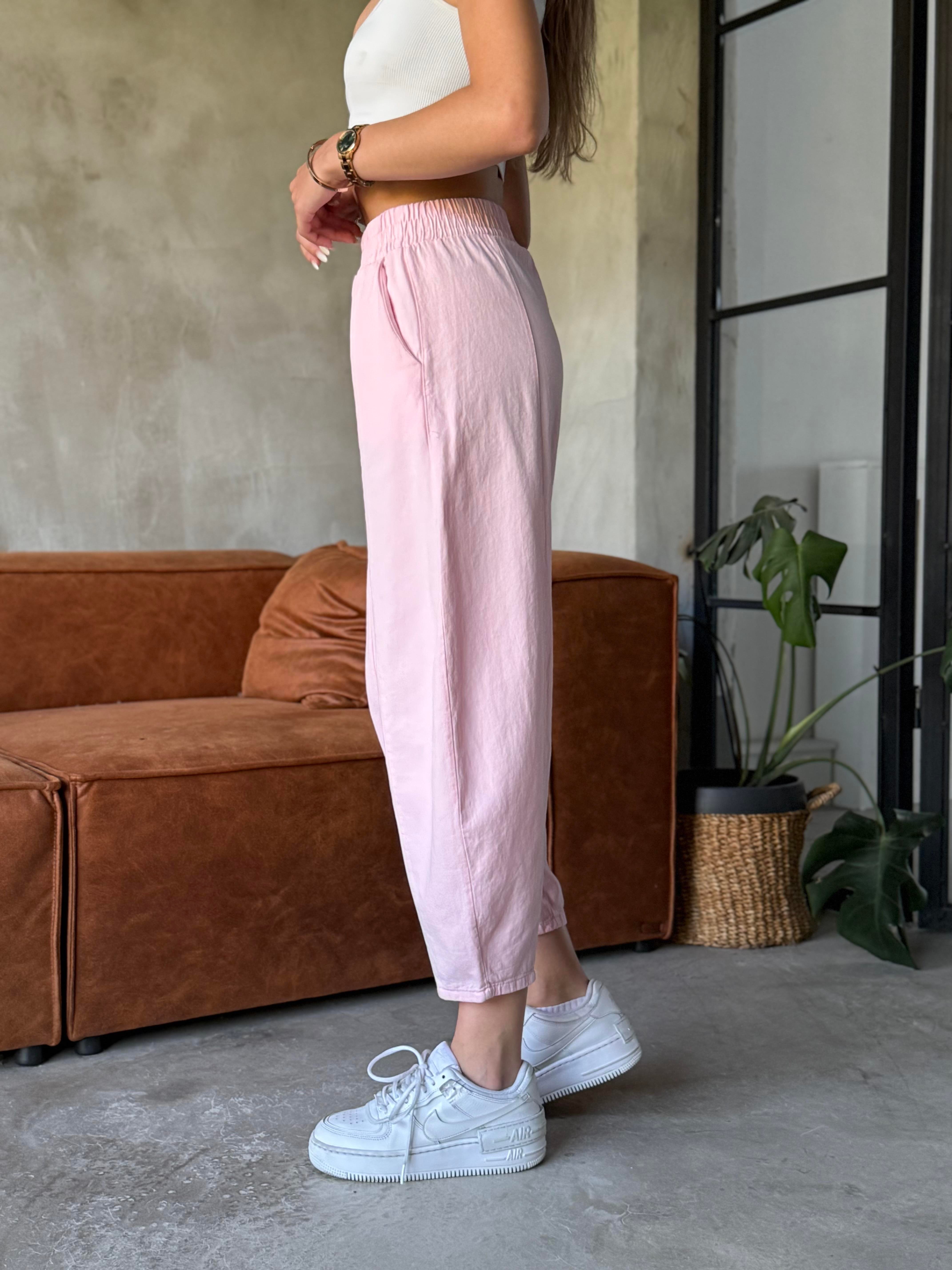 Gabardin Şalvar Pantolon - pembe - Dominatrend