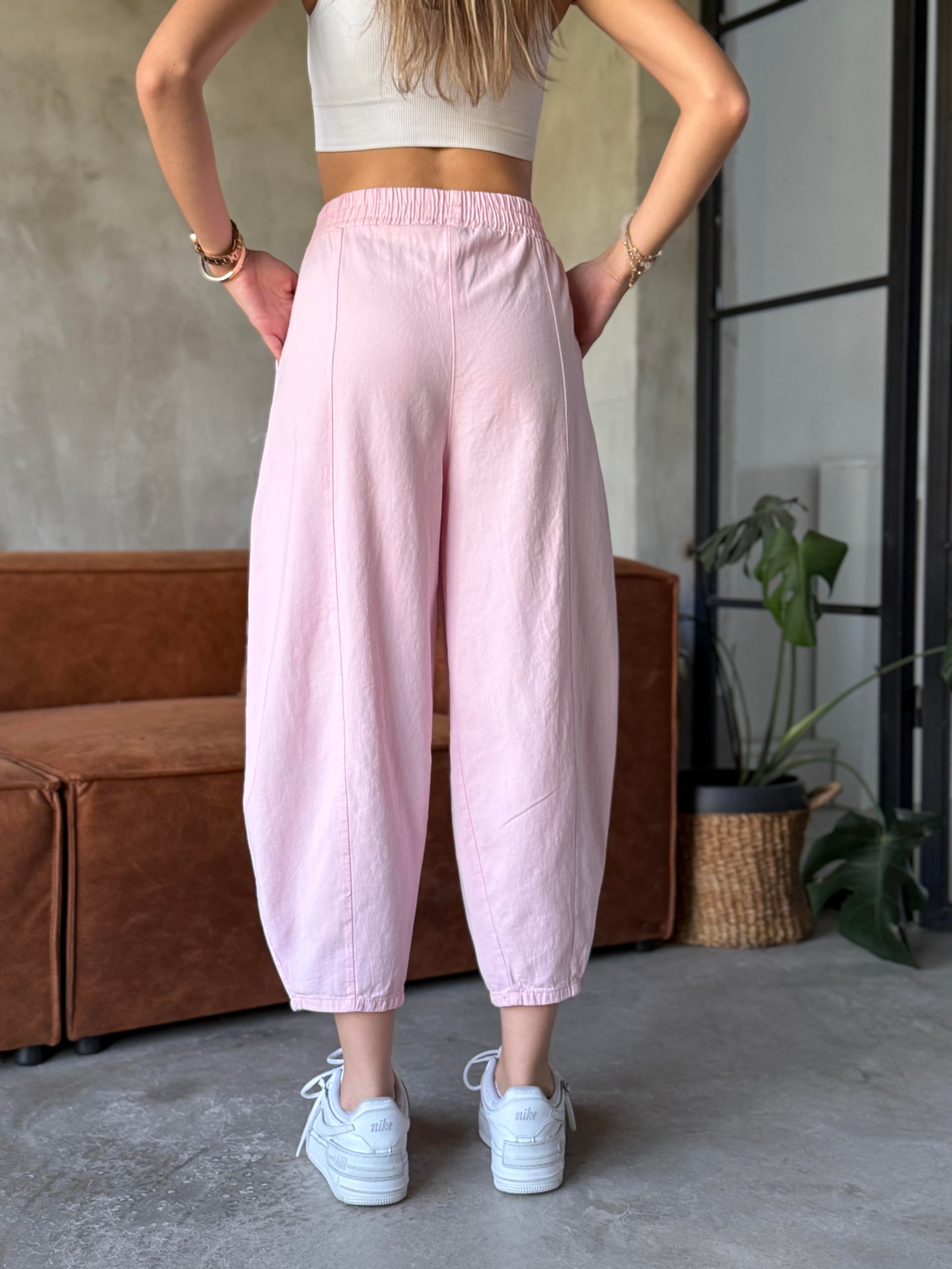 Gabardin Şalvar Pantolon - pembe - Dominatrend