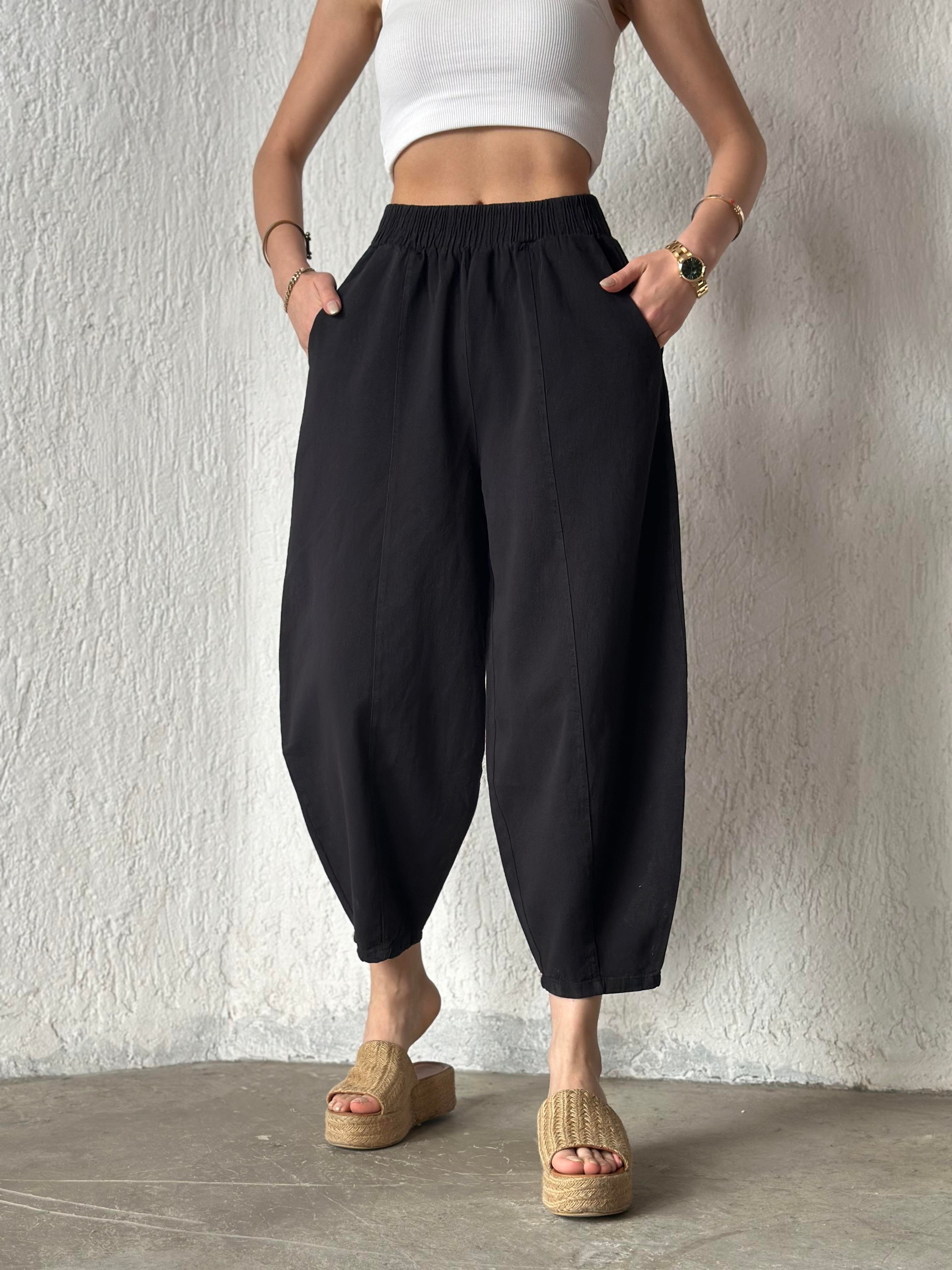 Gabardin Şalvar Pantolon - Siyah - Dominatrend