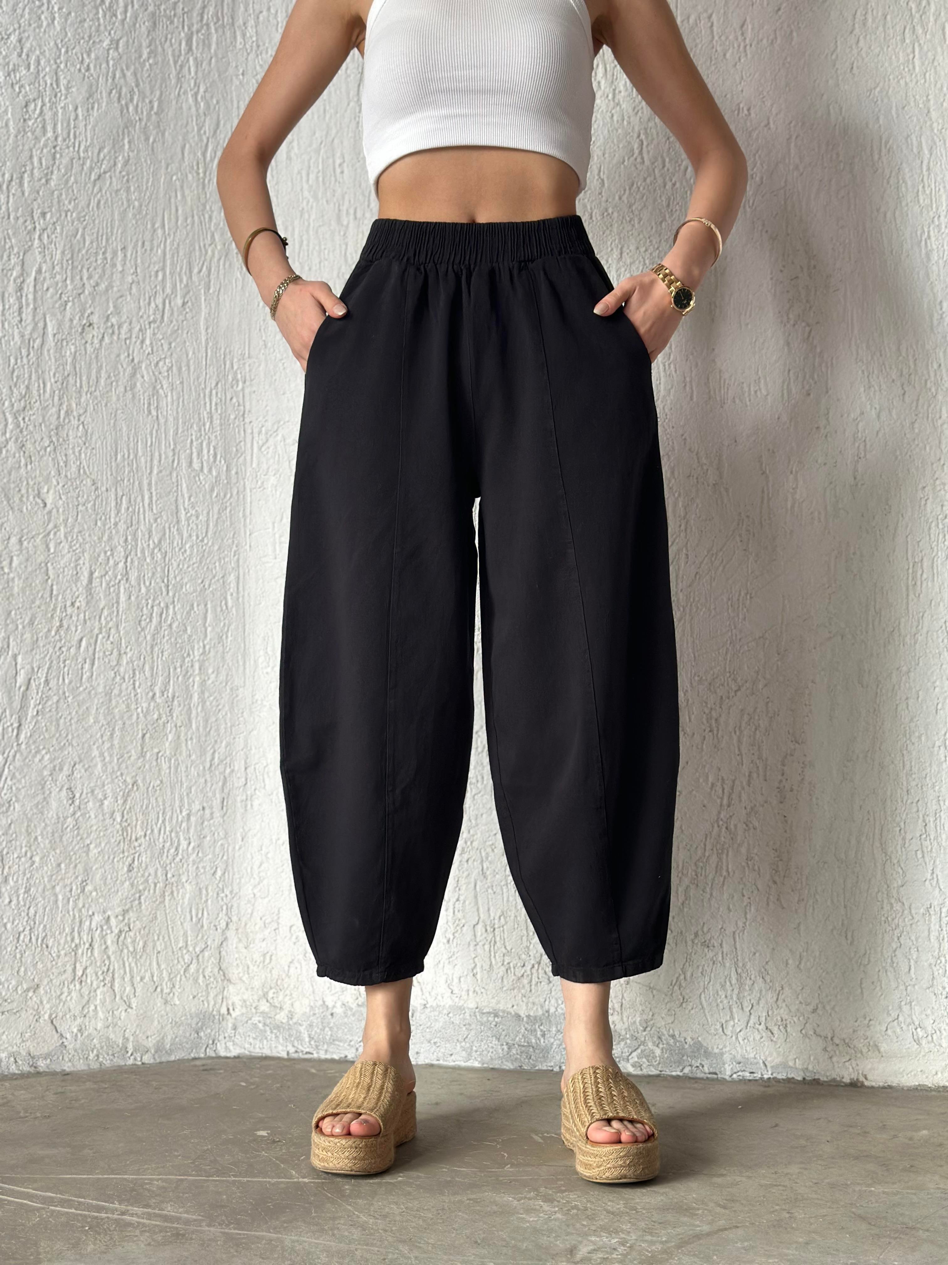 Gabardin Şalvar Pantolon - Siyah - Dominatrend