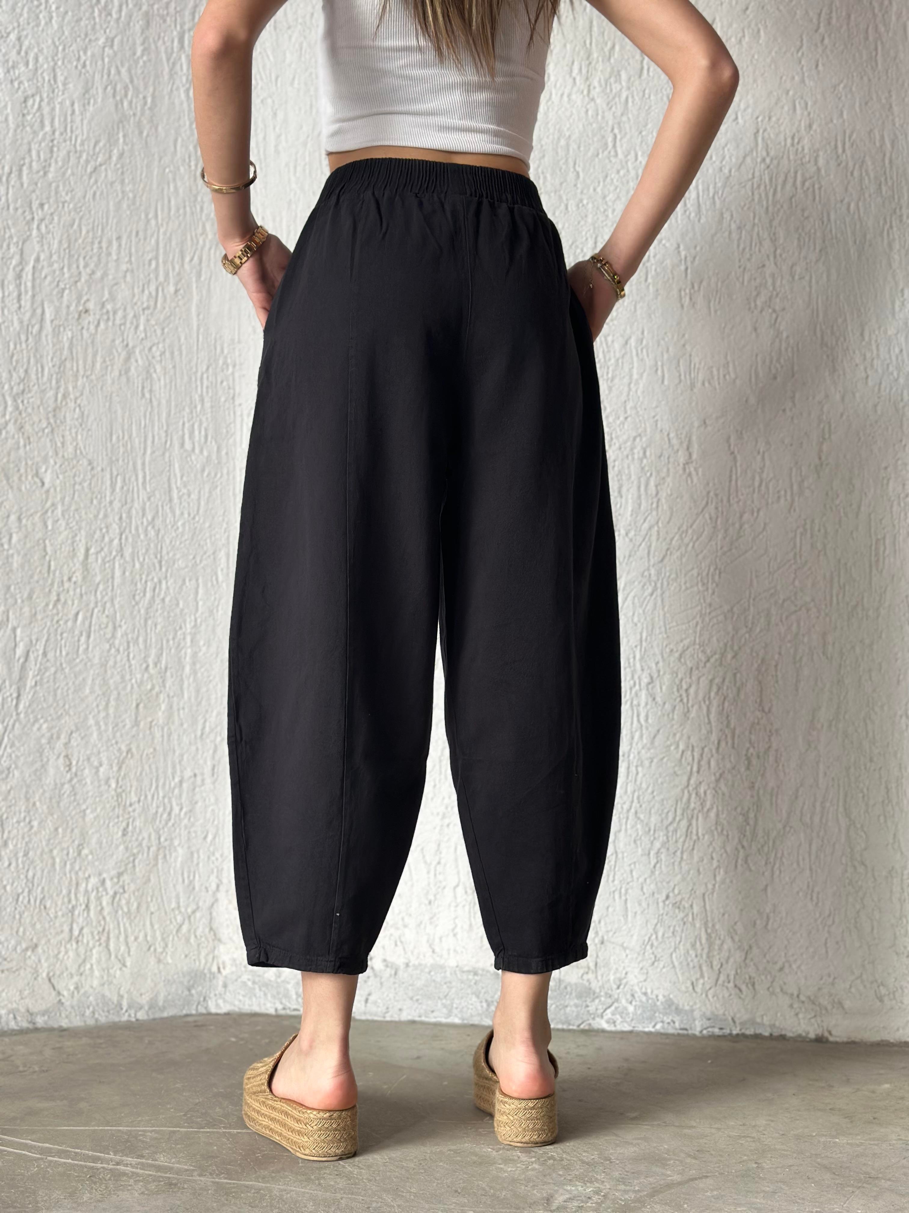 Gabardin Şalvar Pantolon - Siyah - Dominatrend