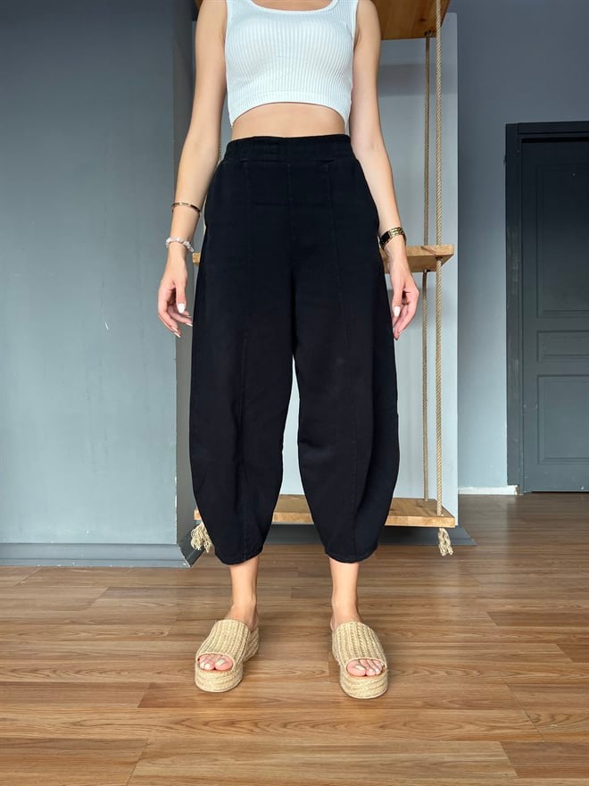 Gabardin Şalvar Pantolon - Siyah - Dominatrend
