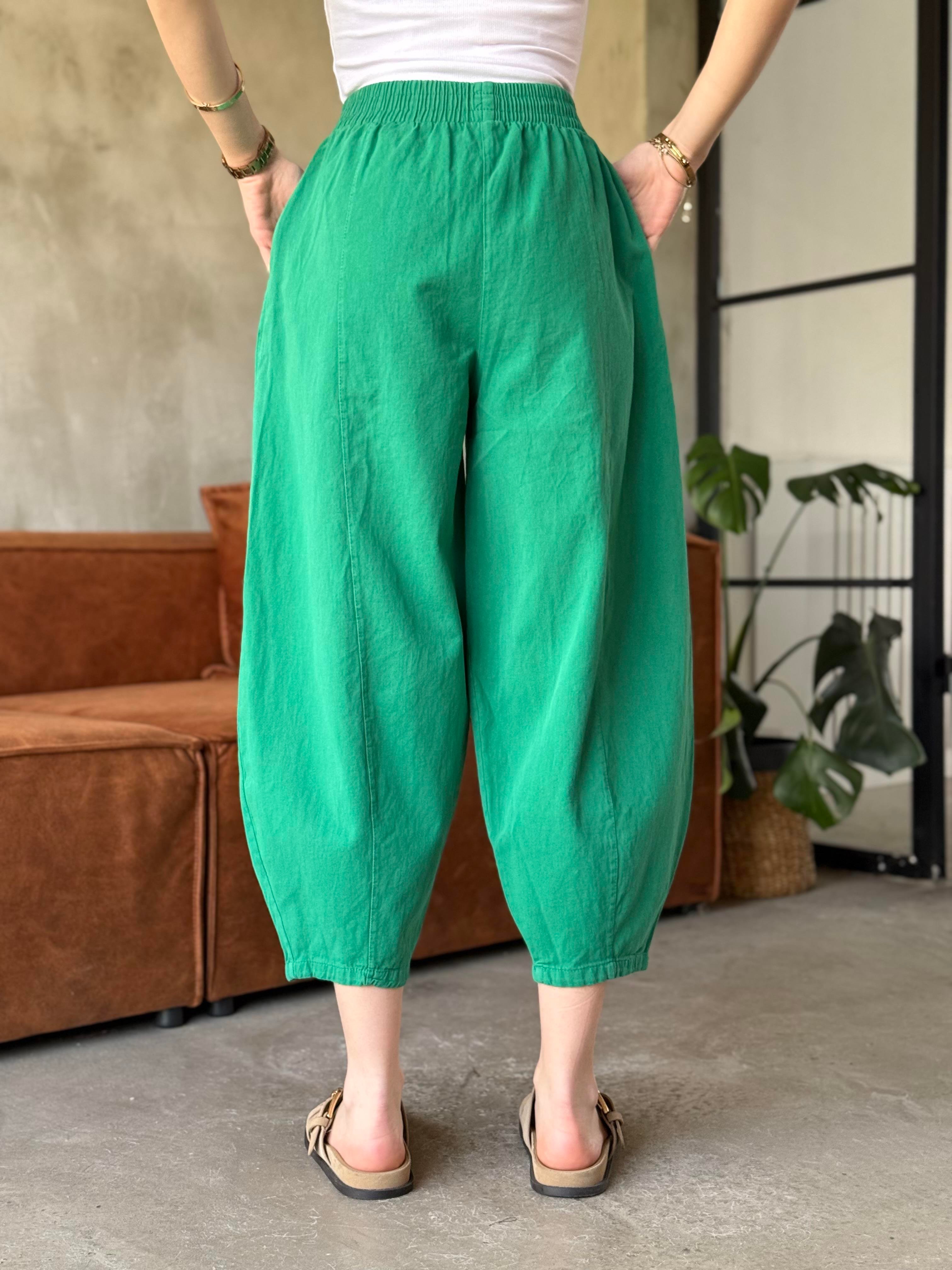 Gabardin Şalvar Pantolon - Yeşil - Dominatrend
