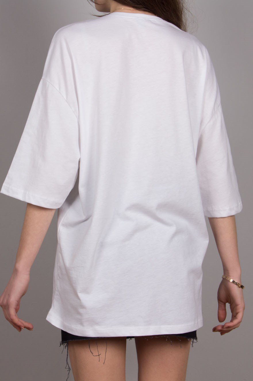 Gap Nakış T-shirt Beyaz - Dominatrend
