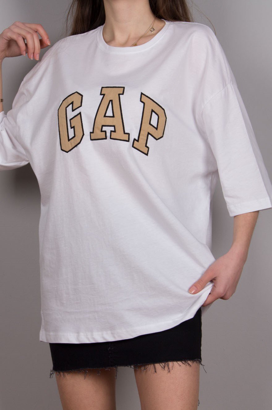 Gap Nakış T-shirt Beyaz - Dominatrend