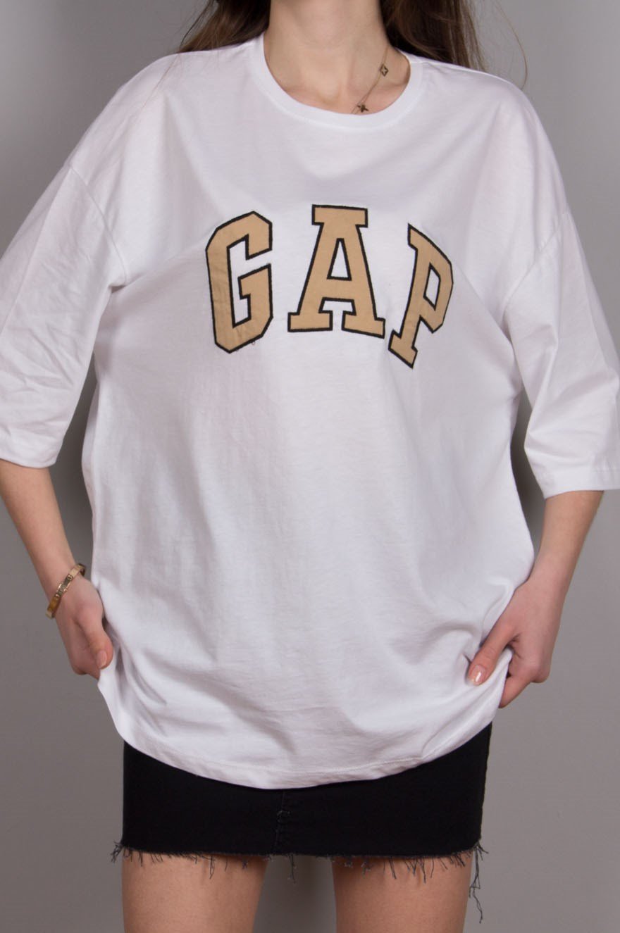 Gap Nakış T-shirt Beyaz - Dominatrend
