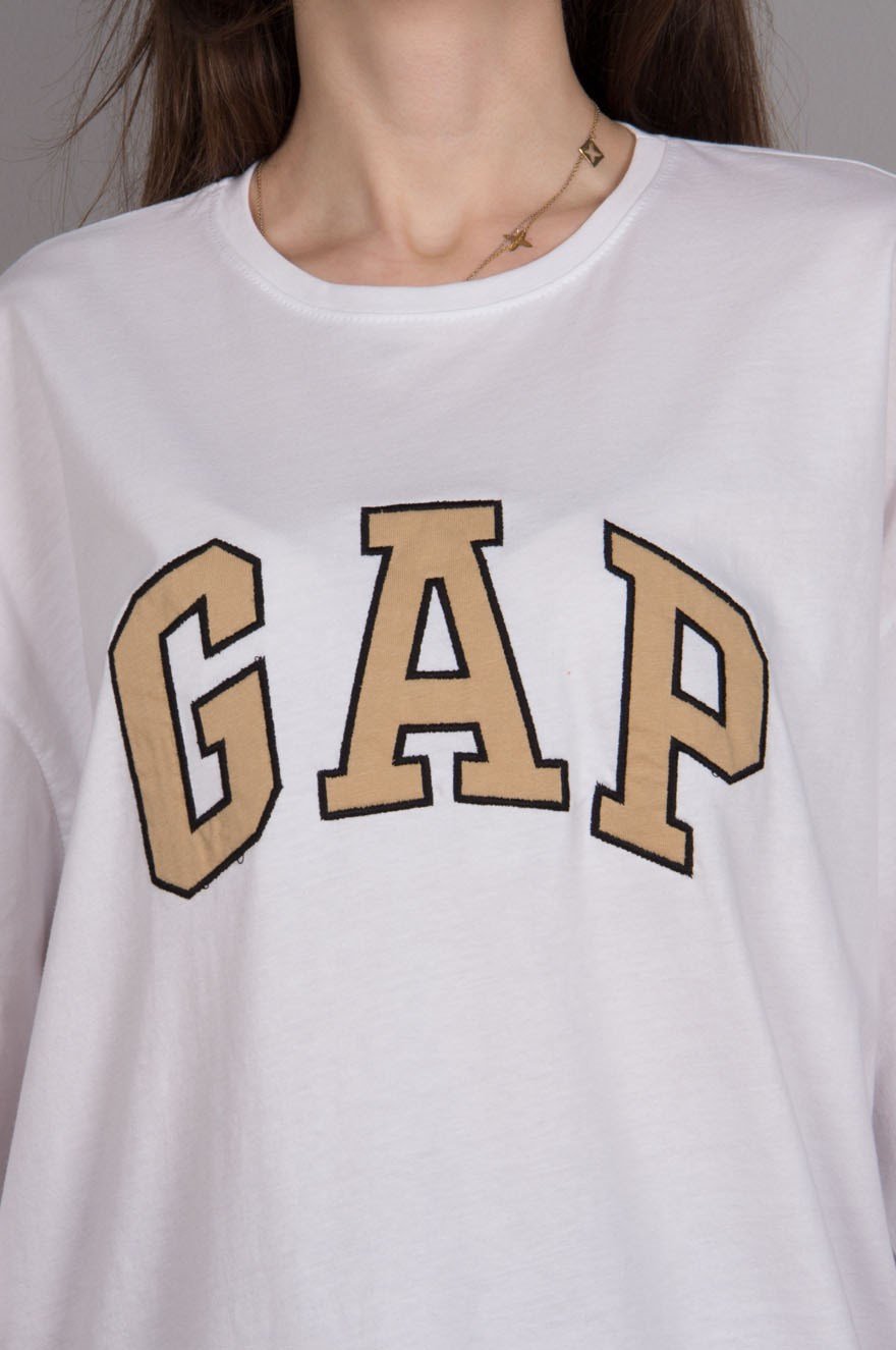 Gap Nakış T-shirt Beyaz - Dominatrend