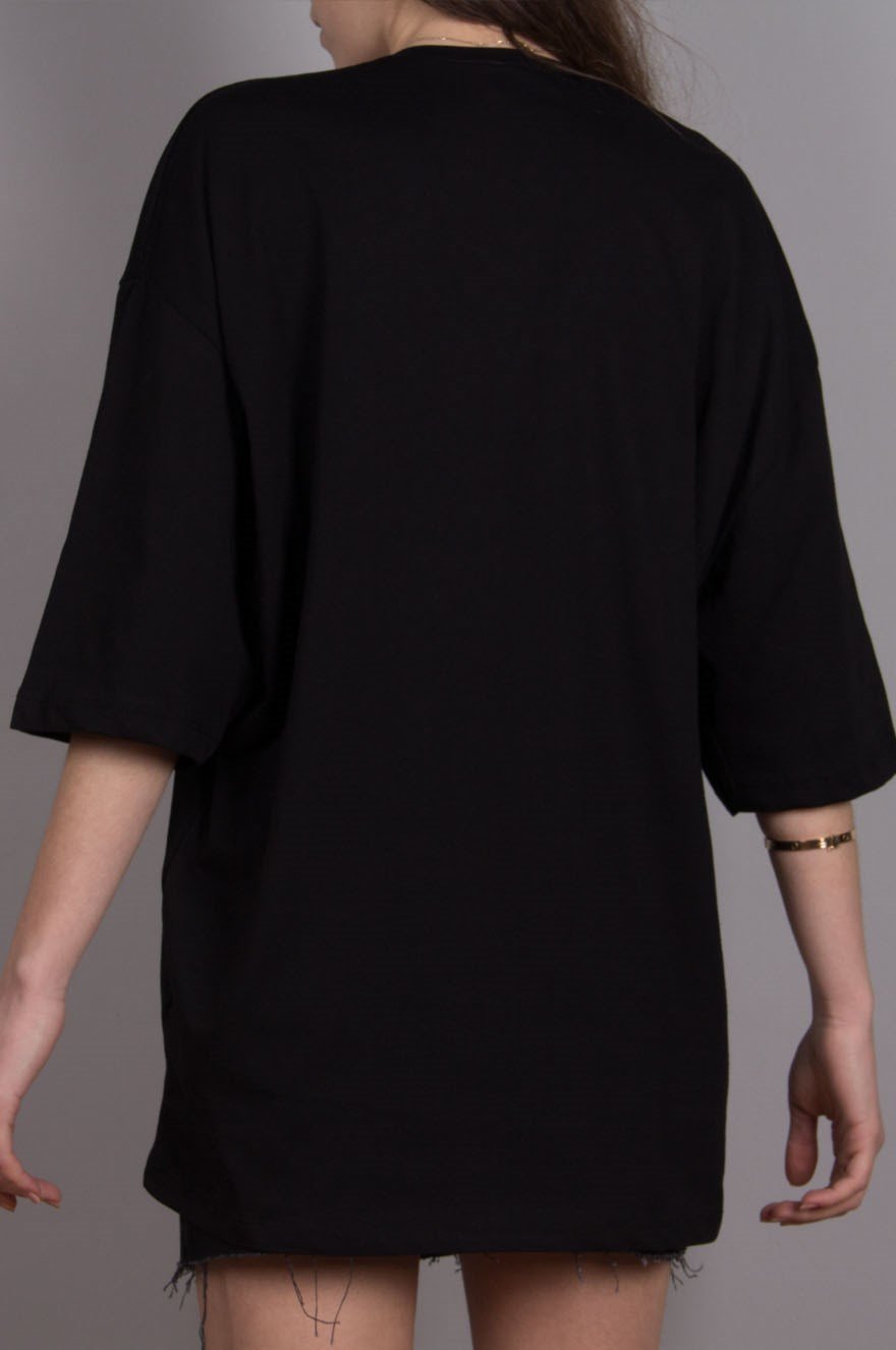 Gap Nakış T-shirt Siyah - Dominatrend