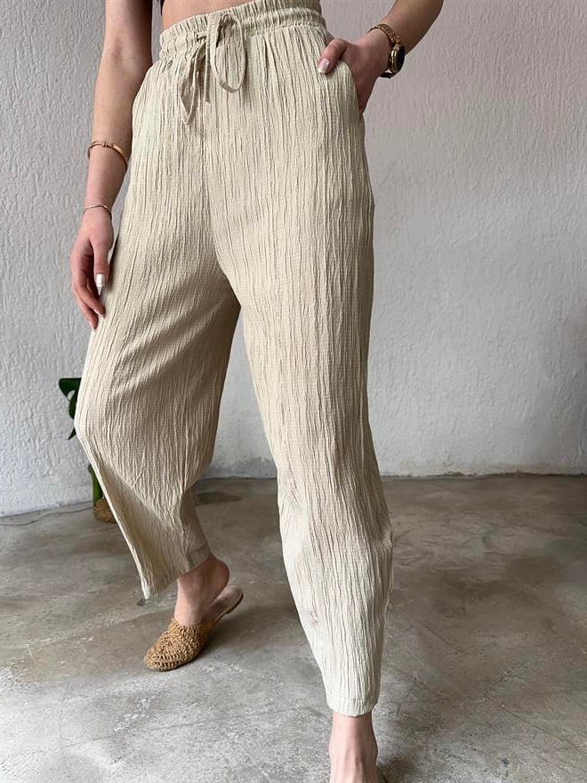 Gofre Pantolon - Bej - Dominatrend