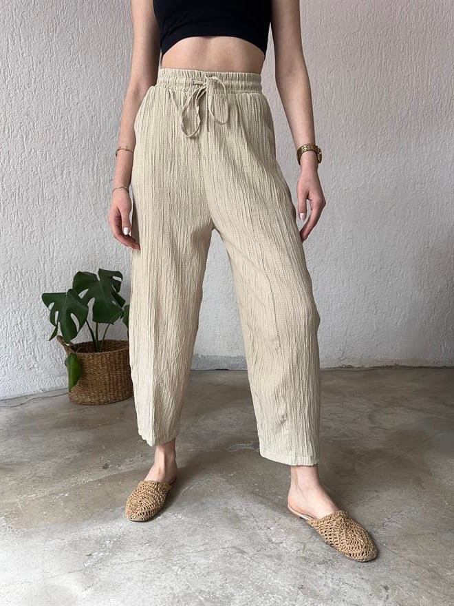 Gofre Pantolon - Bej - Dominatrend