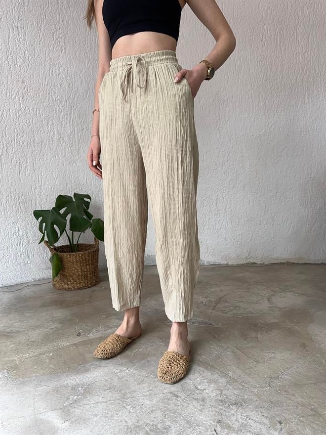 Gofre Pantolon - Bej - Dominatrend