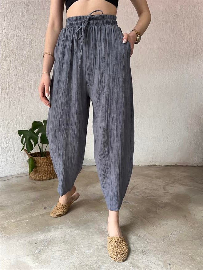 Gofre Pantolon - Gri - Dominatrend