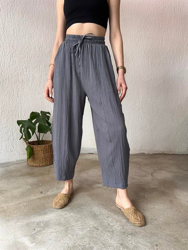 Gofre Pantolon - Gri - Dominatrend