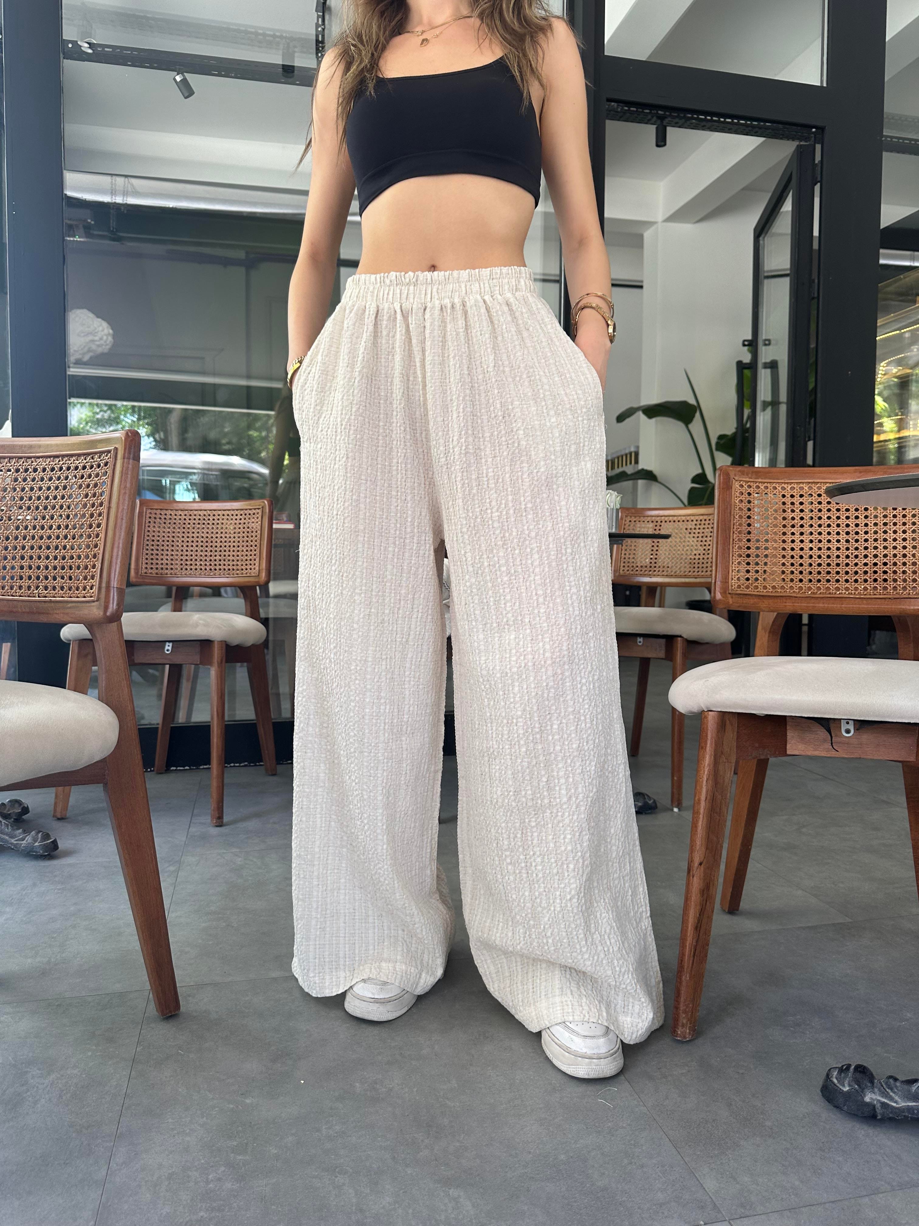 Gofre Salaş Pantolon - Bej - Dominatrend